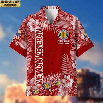 Premium Vietnam Veteran Hawaii Shirt With Pocket, Custom Name, Rank, Gifts For Vietnam Veteran VPVC400406