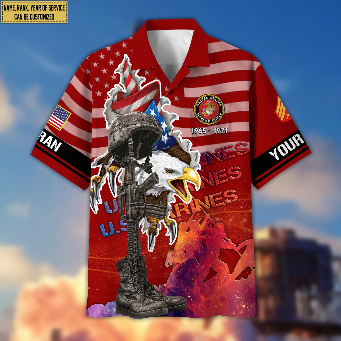 Premium Custom Name, Rank, USMC Veteran Hawaii Shirt With Pocket, Gifts For Marine Veteran VPVC400503