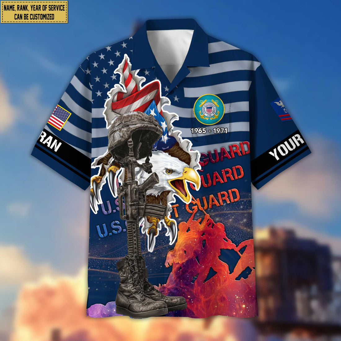 Premium Custom Name, Rank, USCG Veteran Hawaii Shirt With Pocket, Gifts For Coast Guard Veteran VPVC400505
