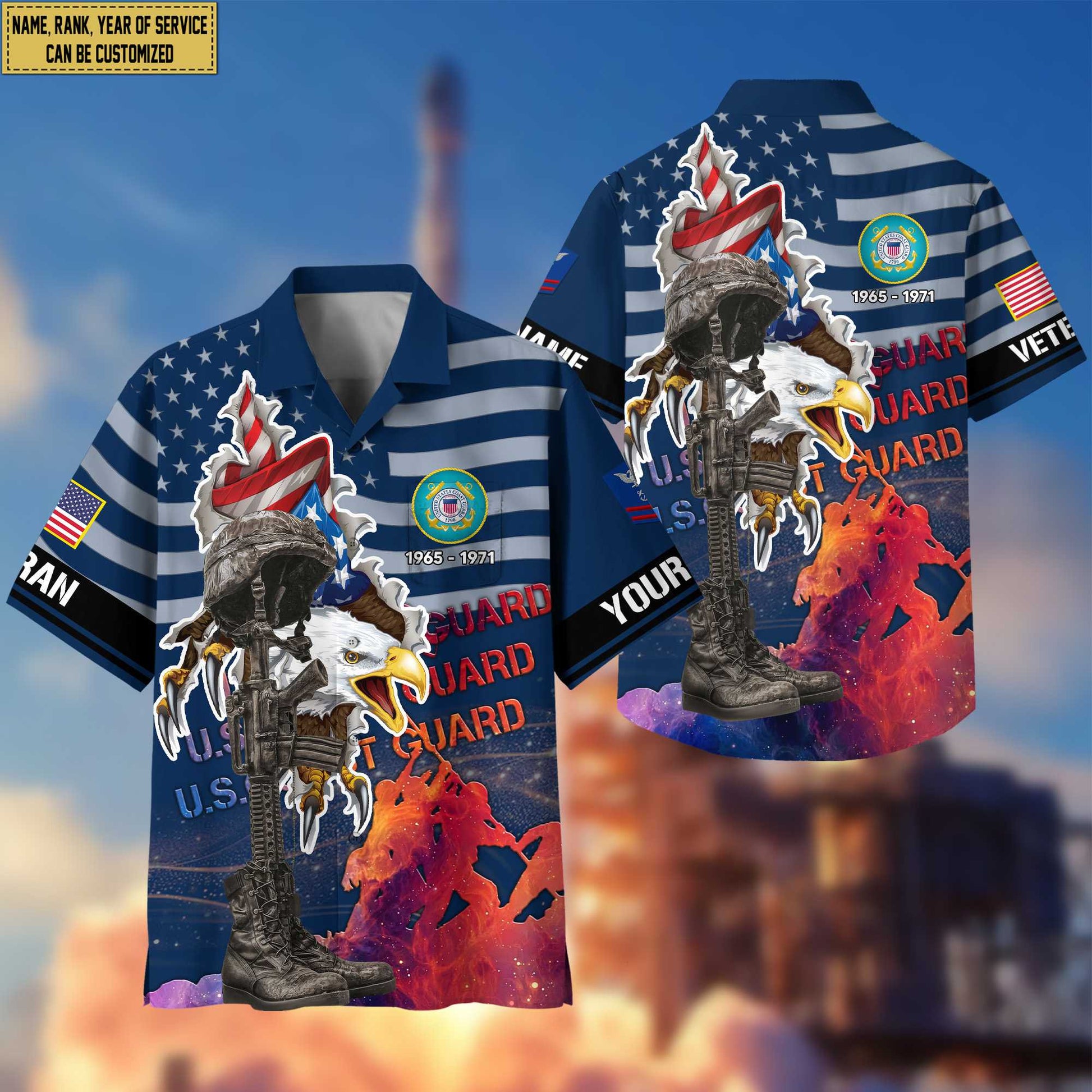 Premium Custom Name, Rank, USCG Veteran Hawaii Shirt With Pocket, Gifts For Coast Guard Veteran VPVC400505