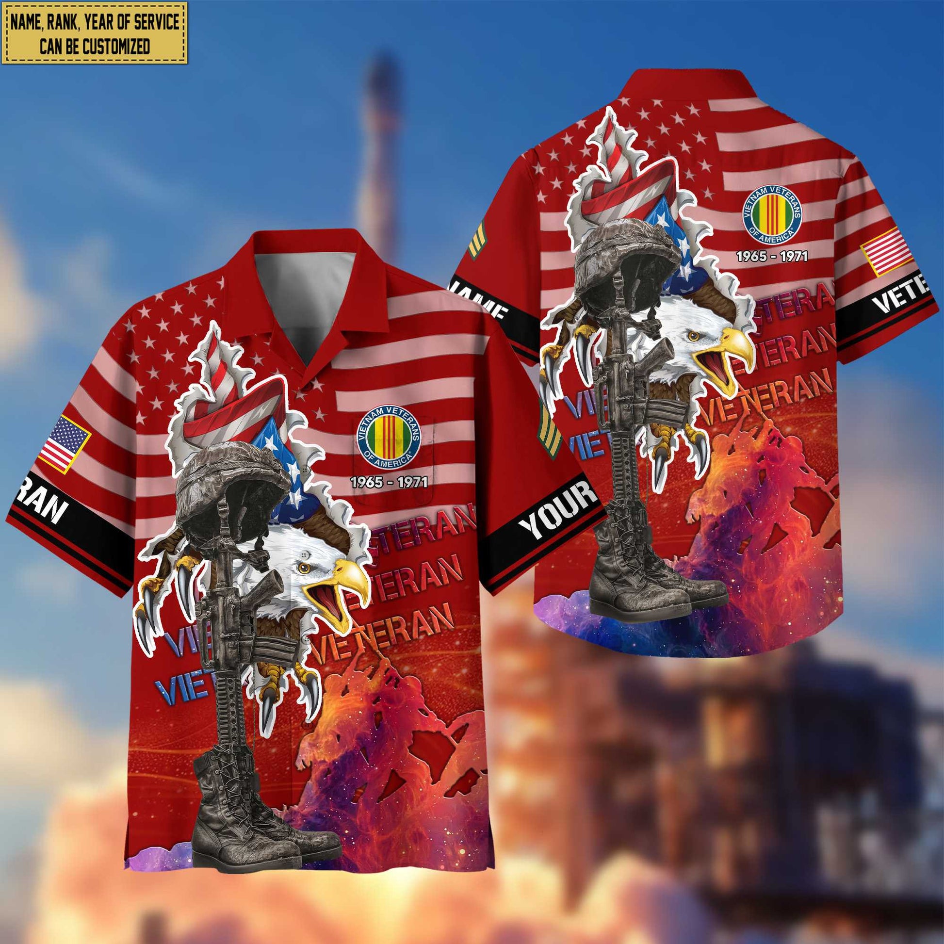 Premium Custom Name, Rank, Vietnam Veteran Hawaii Shirt With Pocket, Gifts For Vietnam Veteran VPVC400506