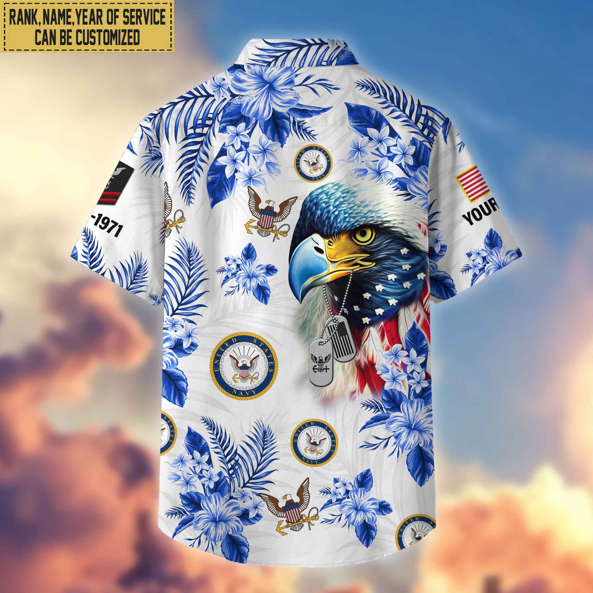 US Navy Hawaii Shirt With Pocket, Custom Rank, Name, Gifts For Navy Veteran VPVC401602