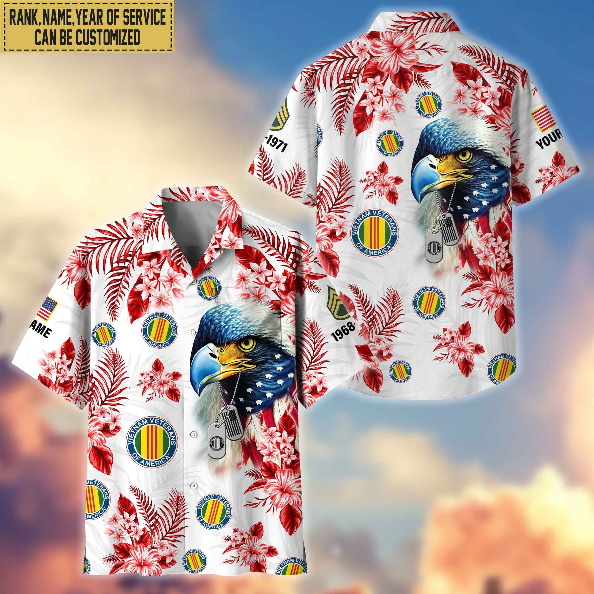 Vietnam Veteran Hawaii Shirt With Pocket, Custom Rank, Name, Gifts For Vietnam Veteran VPVC401606