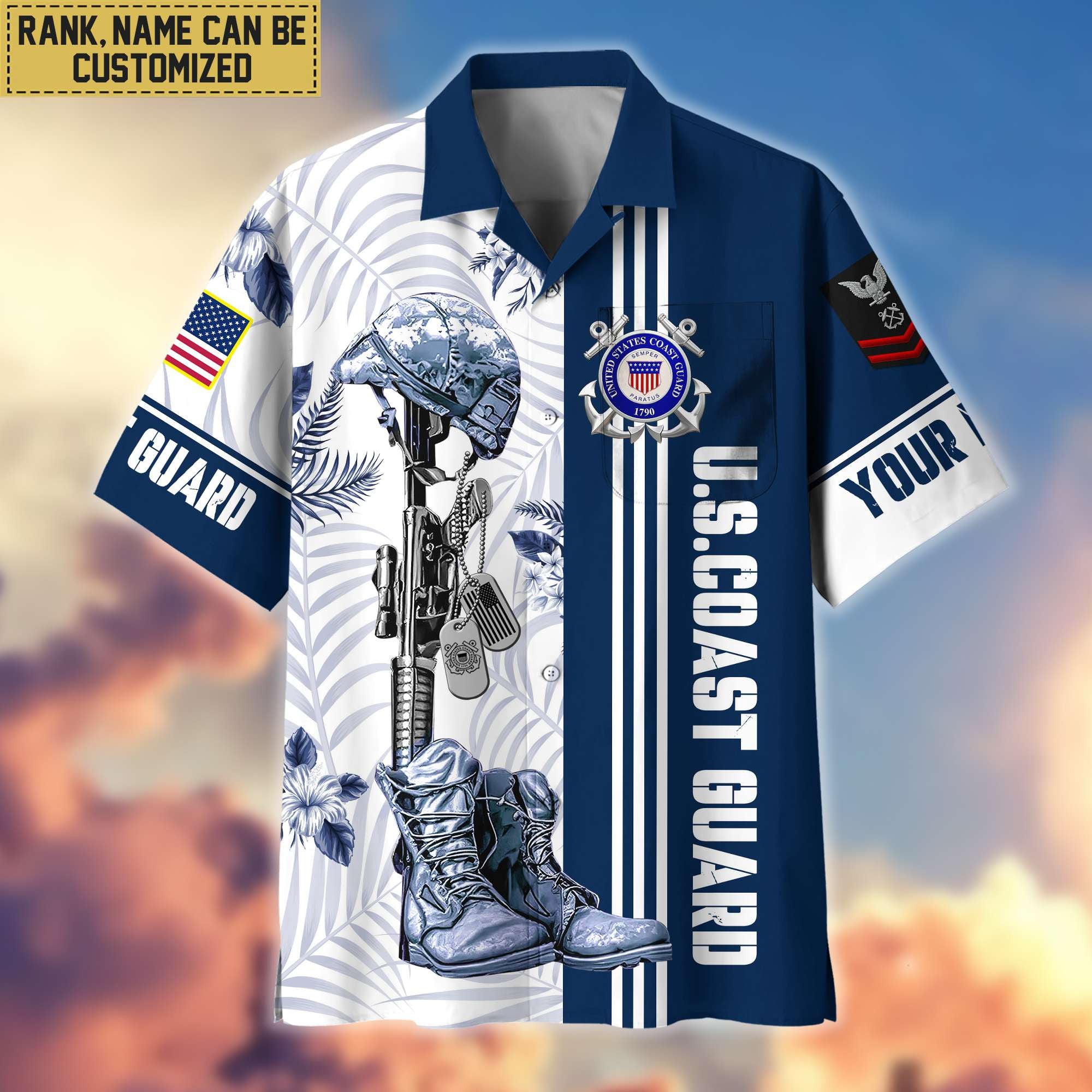 Premium Custom USCG Veteran Hawaii Shirt With Pocket, Gifts For Veterans Day, Father's Day, Gifts for Coast Guard Veteran VPVC402005