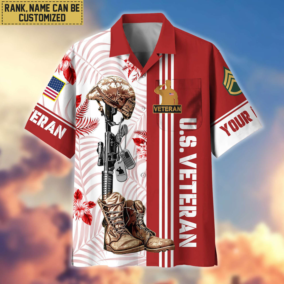 Premium Custom US Veteran Hawaii Shirt With Pocket, Gifts For Veterans Day, Father's Day, Gifts for US Veteran VPVC402007