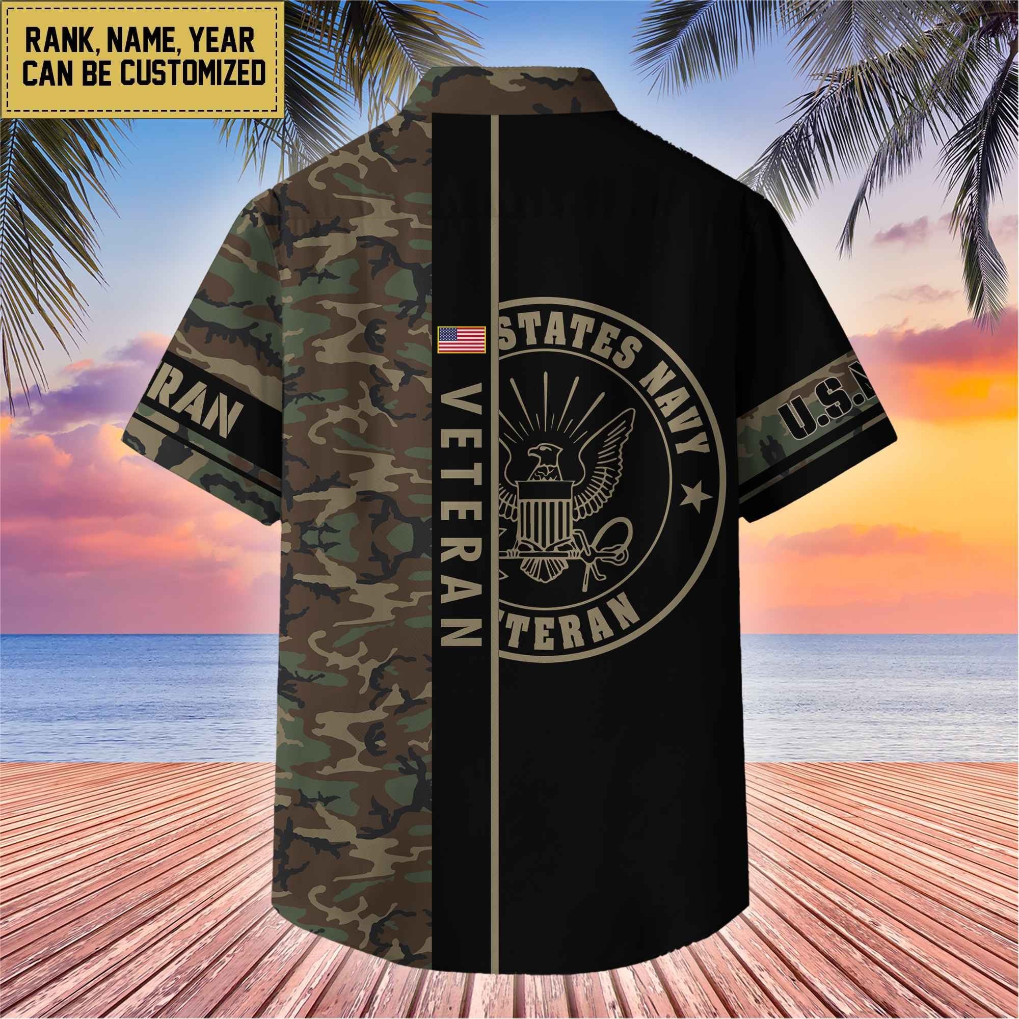 Premium Personalized US Veterans Hawaii Shirt, Gifts For Dad, For Husband Veteran BPVC110701