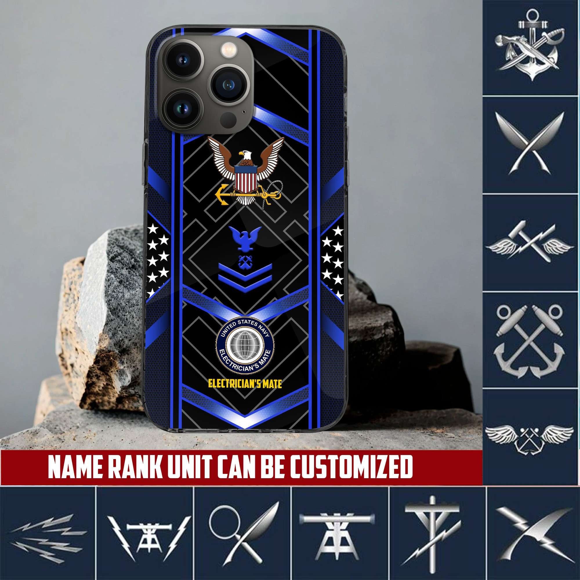 Premium Custom Name, Rank, Unit US Navy Veteran Phone Case, Gifts For Dad, For Husband, Gifts For US Navy Veteran VPVC500002