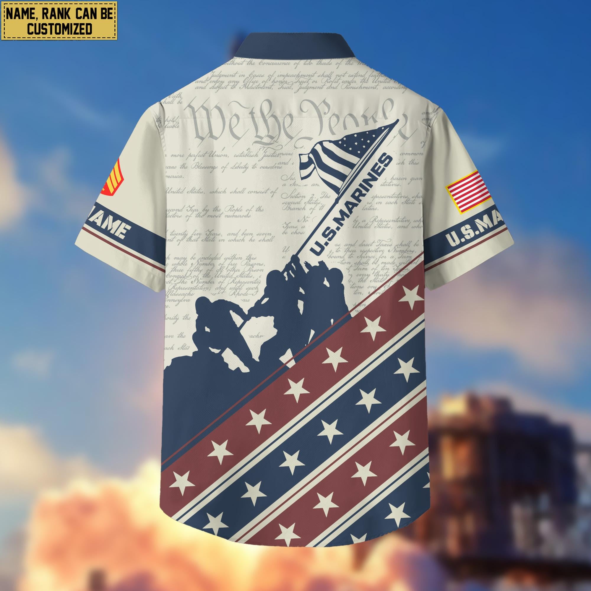 USMC Hawaiian Shirt With Pocket, Custom Rank, Name, Gifts For Marine Veteran VPVC400703
