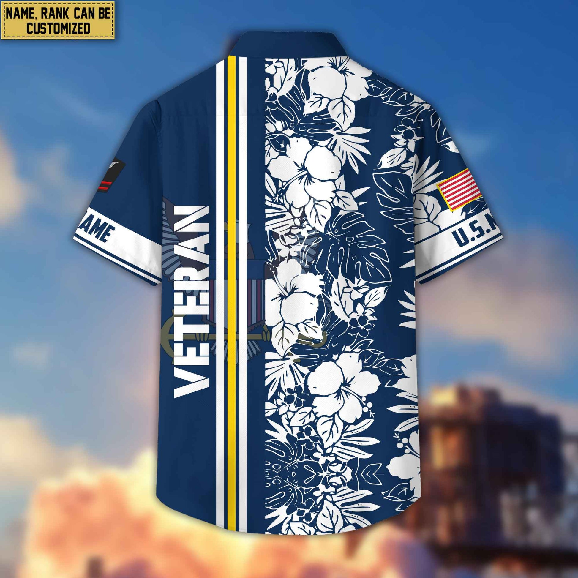 Premium Custom Name, Rank US Navy Hawaiian Shirt With Pocket, Gifts For Veterans Day, Father's Day, Gifts for Navy Veteran VPVC401402