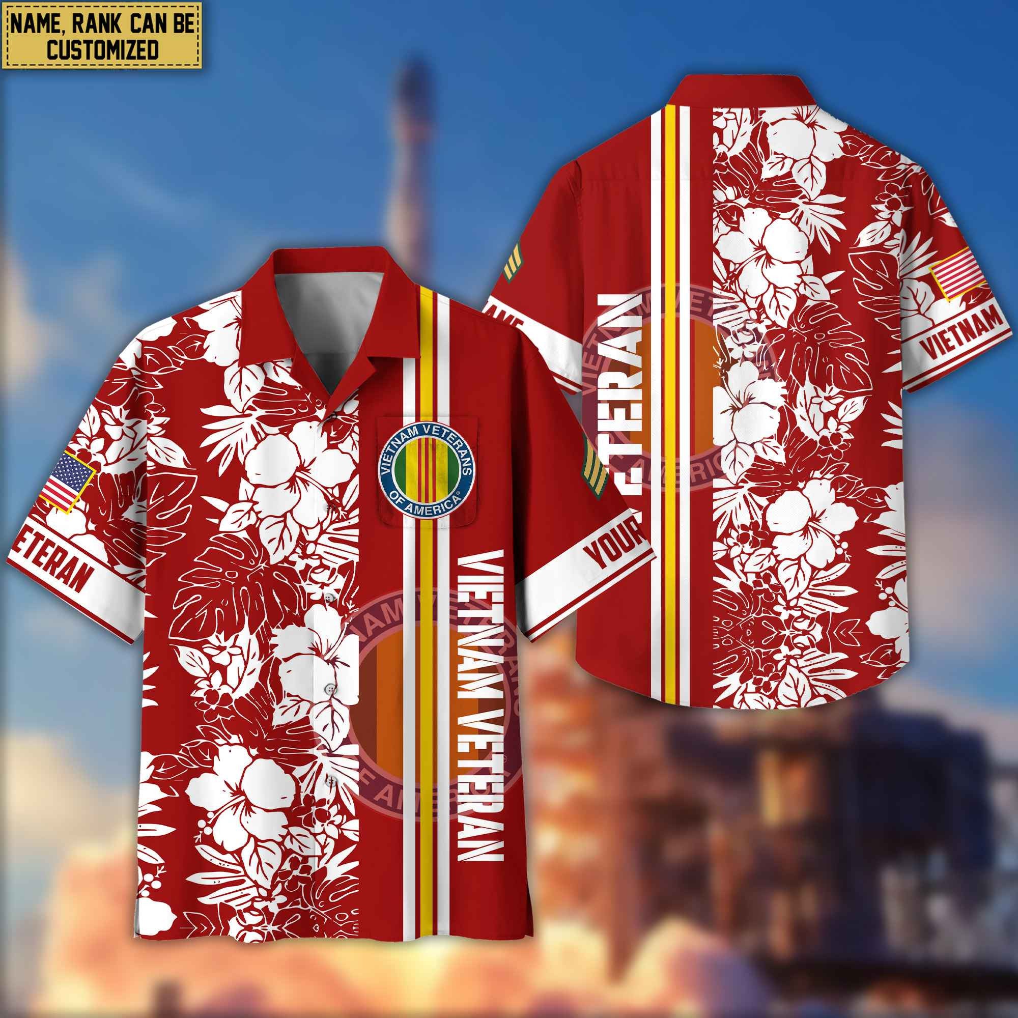 Premium Custom Name, Rank Vietnam Veteran Hawaiian Shirt With Pocket, Gifts For Veterans Day, Father's Day, Gifts for Vietnam Veteran VPVC401406