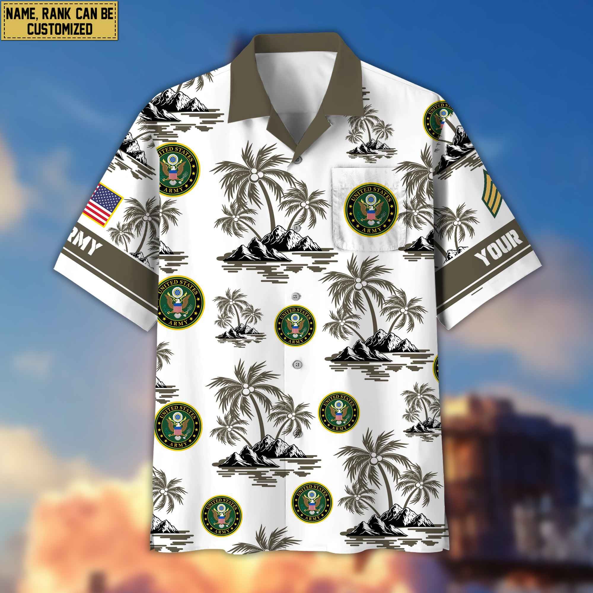 Premium Custom US Army Veteran Hawaiian Shirt With Pocket, Gifts For Veterans Day, Father's Day, Gifts for Army Veteran VPVC401901