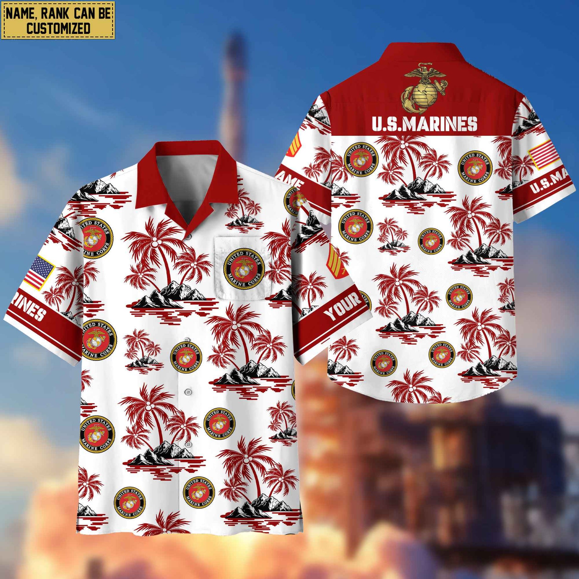 Premium Custom USMC Veteran Hawaiian Shirt With Pocket, Gifts For Veterans Day, Father's Day, Gifts for Marine Veteran VPVC401903