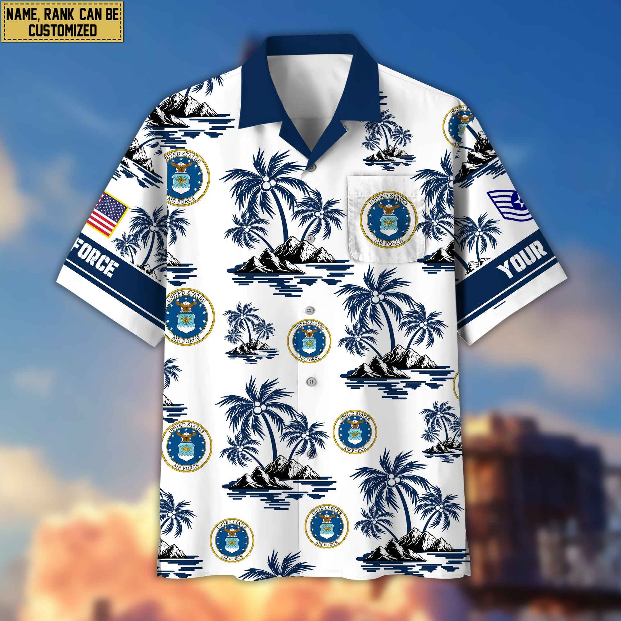 Premium Custom USAF Veteran Hawaiian Shirt With Pocket, Gifts For Veterans Day, Father's Day, Gifts for Air Force Veteran VPVC401904