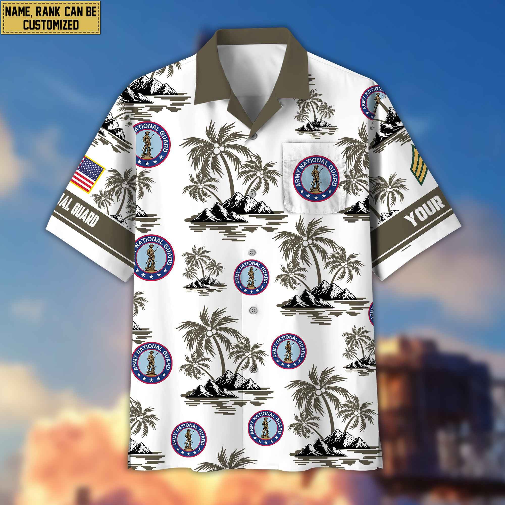 Premium Custom US Army National Guard Hawaiian Shirt With Pocket, Gifts For Veterans Day, Father's Day, Gifts for Army National Guard Veteran VPVC401909