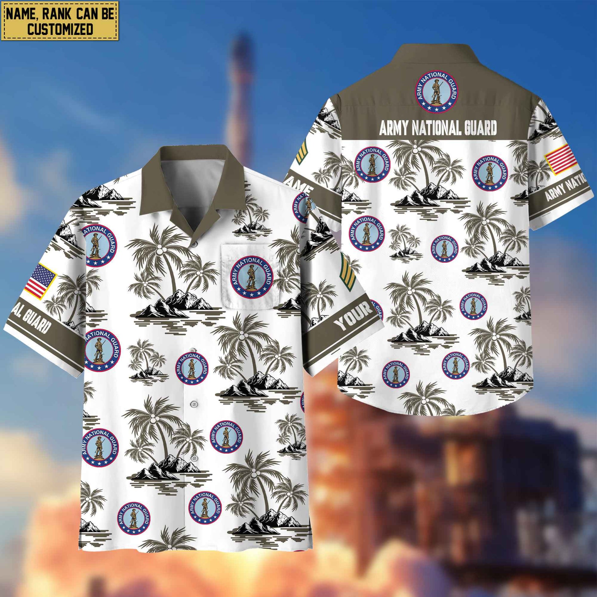 Premium Custom US Army National Guard Hawaiian Shirt With Pocket, Gifts For Veterans Day, Father's Day, Gifts for Army National Guard Veteran VPVC401909