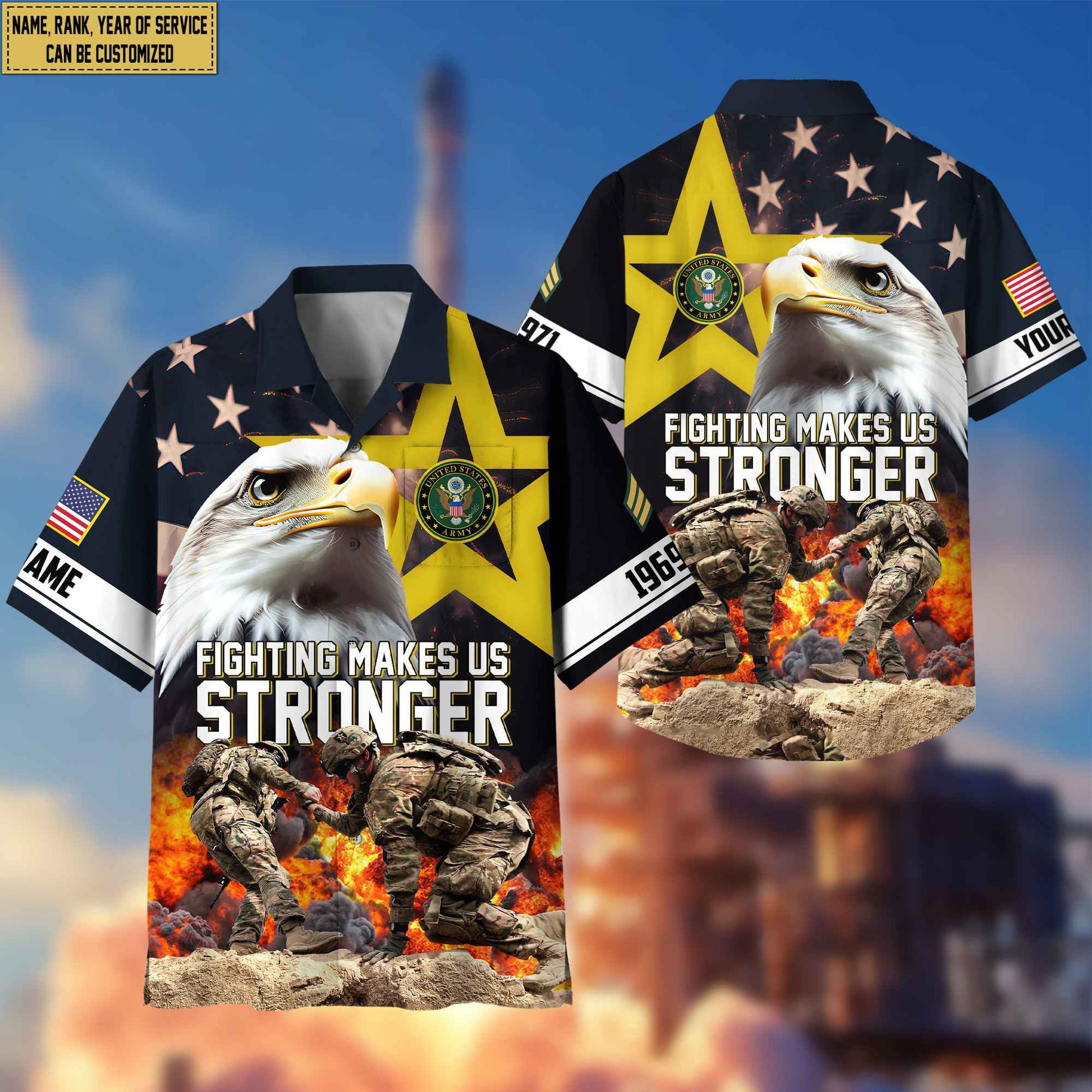 Premium Custom Rank, Name, Unit, US Army Hawaiian Shirt With Pocket, Gifts for Army Veteran, Gifts For Dad, For Husband Veteran VPVC402201
