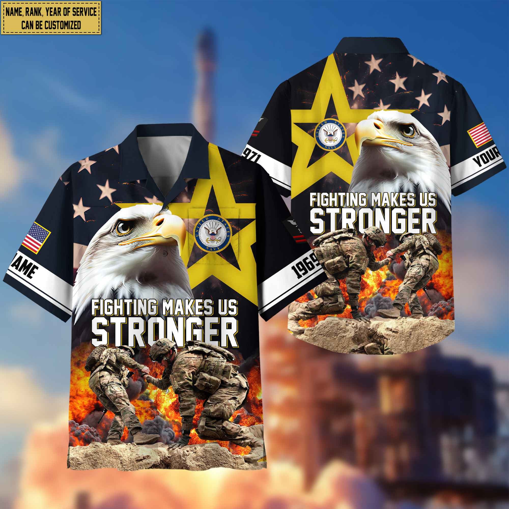 Premium Custom Rank, Name, Unit, US Navy Hawaiian Shirt With Pocket, Gifts for Navy Veteran, Gifts For Dad, For Husband Veteran VPVC402202