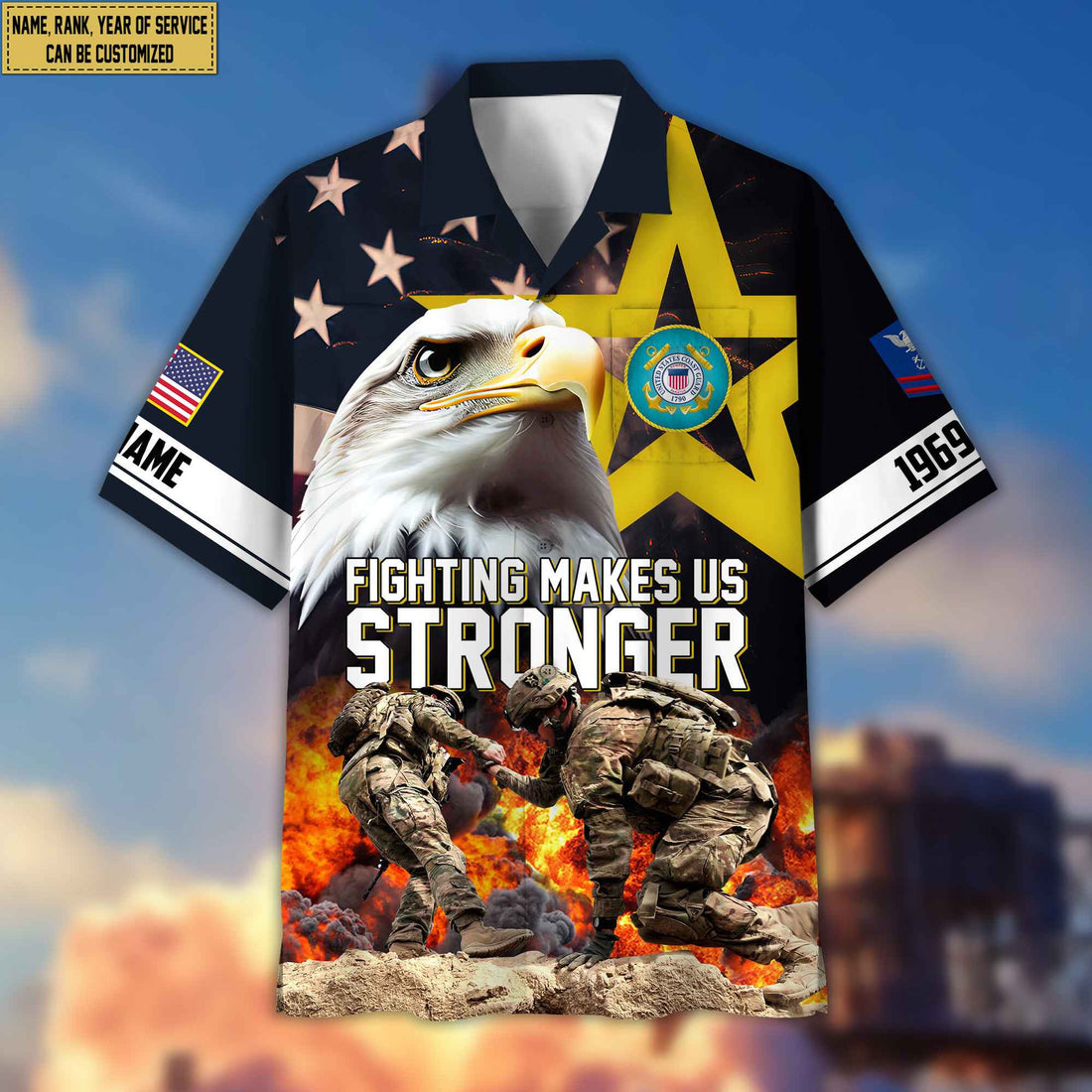 Premium Custom Rank, Name, Unit, USCG Hawaiian Shirt With Pocket, Gifts for Coast Guard Veteran, Gifts For Dad, For Husband Veteran VPVC402205