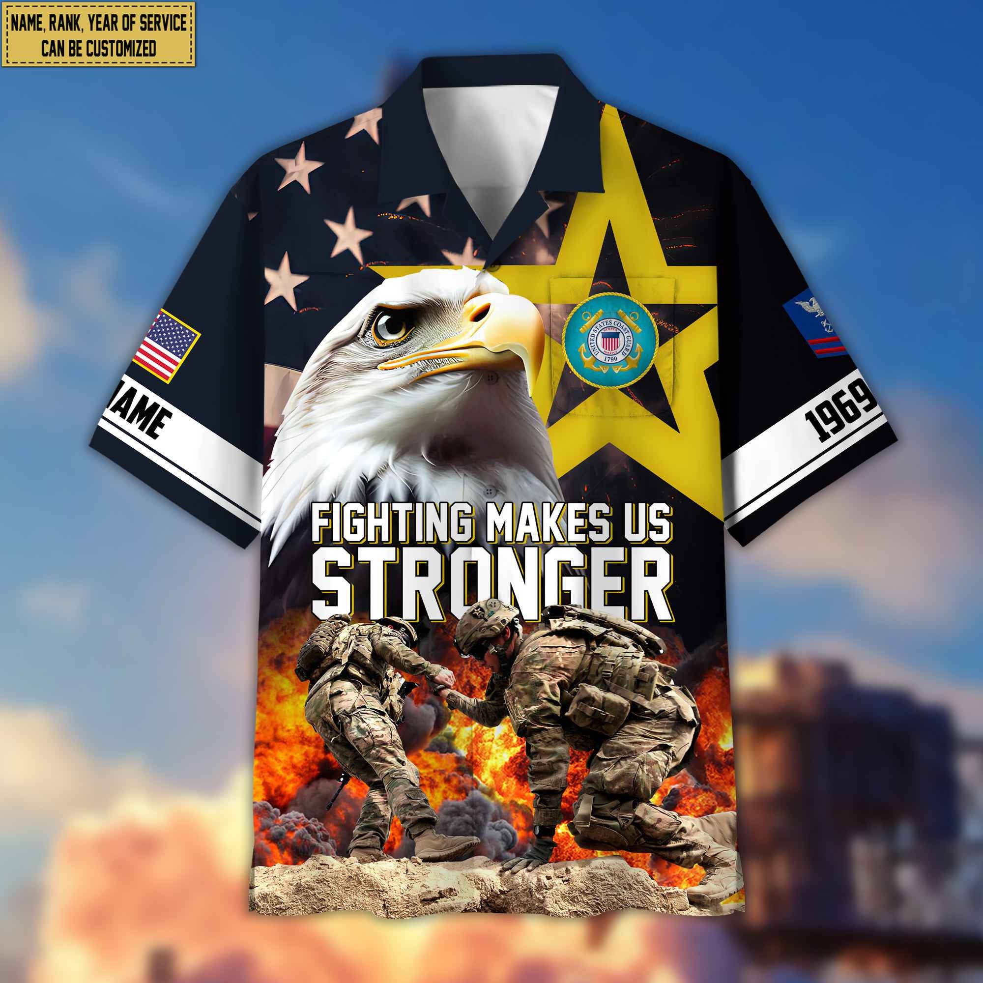 Premium Custom Rank, Name, Unit, USCG Hawaiian Shirt With Pocket, Gifts for Coast Guard Veteran, Gifts For Dad, For Husband Veteran VPVC402205
