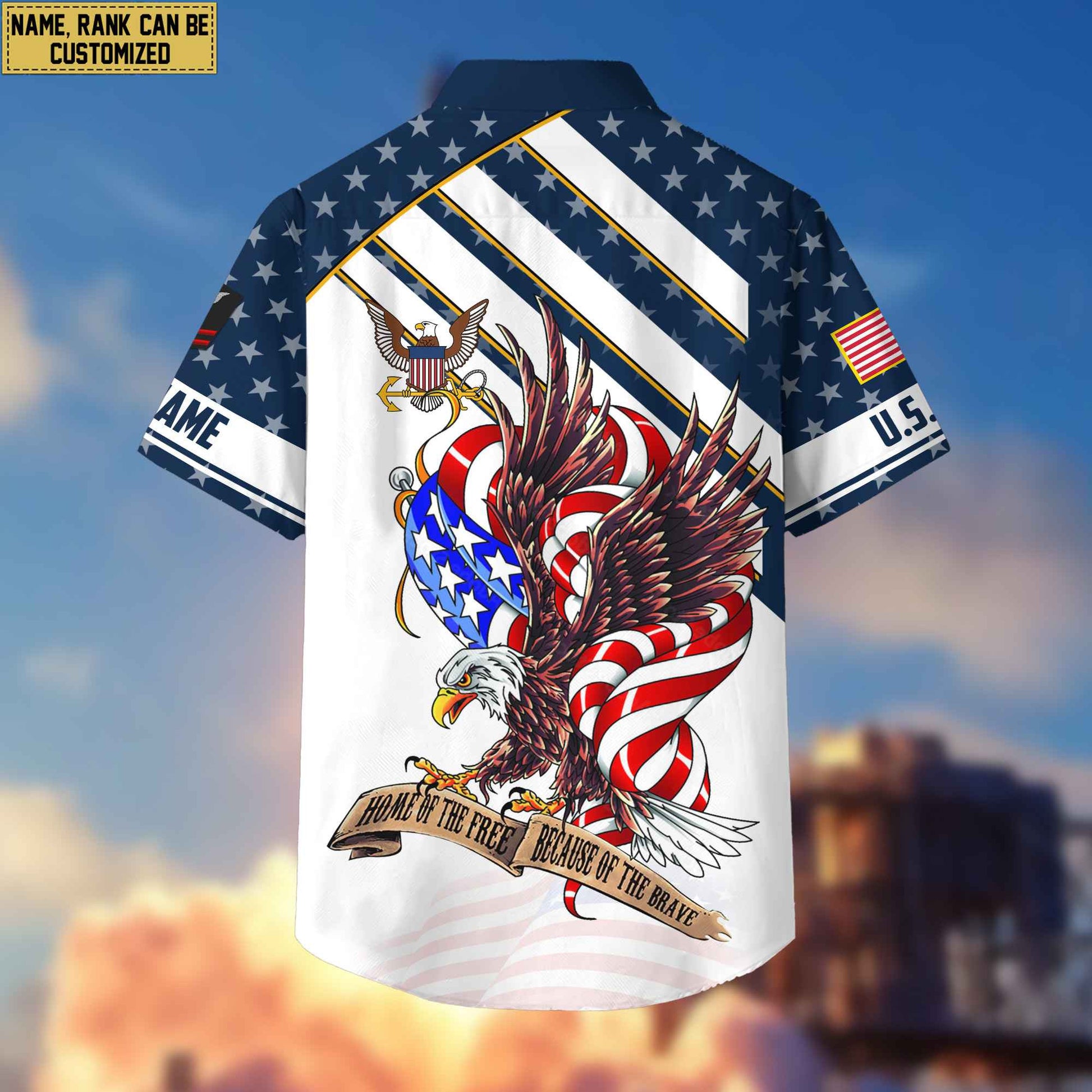 Custom Rank, Name, US Navy Hawaiian Shirt With Pocket, Gifts For Dad, For Husband Navy Veteran VPVC402402