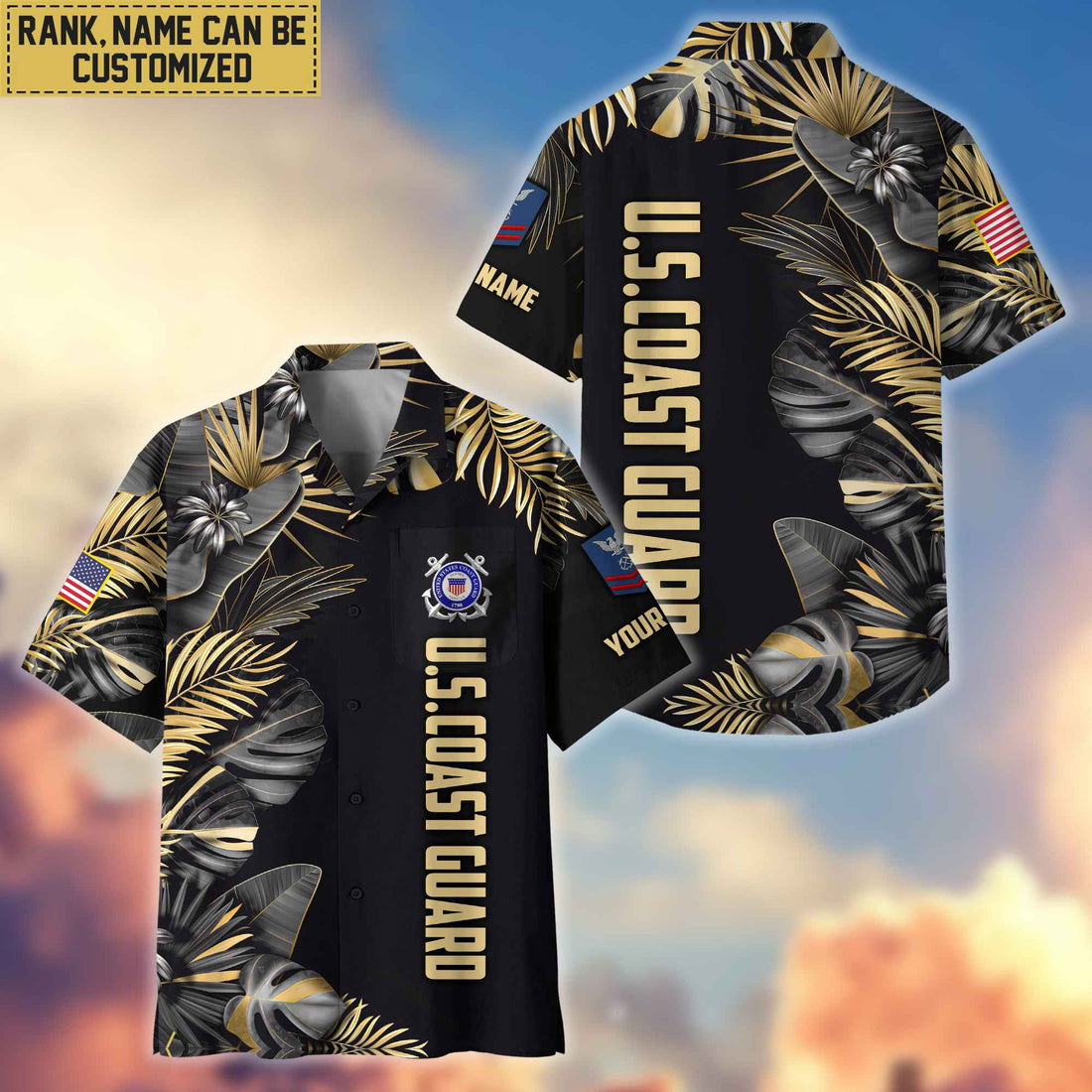 Premium Custom Name, Rank USCG Veteran Hawaiian Shirt With Pocket, Gifts For Dad, For Husband, Gifts For Coast Guard Veteran VPVC402105