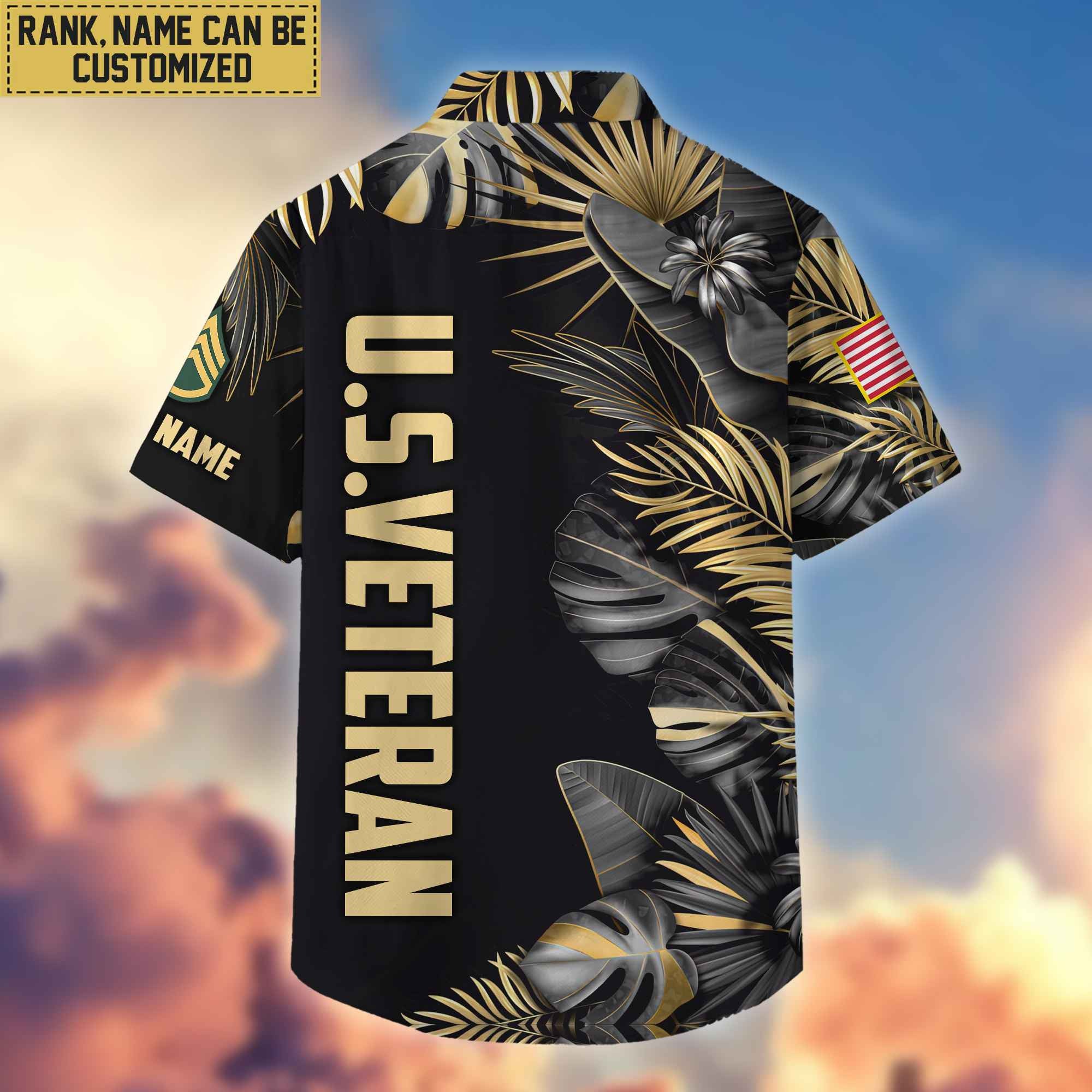 Premium Custom Name, Rank US Veteran Hawaiian Shirt With Pocket, Gifts For Dad, For Husband, Gifts For US Veteran VPVC402107
