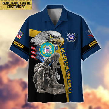Premium Custom Name, Rank USCG Veteran Hawaiian Shirt With Pocket, Gifts For Veterans Day, Father's Day, Gifts For US Coast Guard Veteran VPVC402605