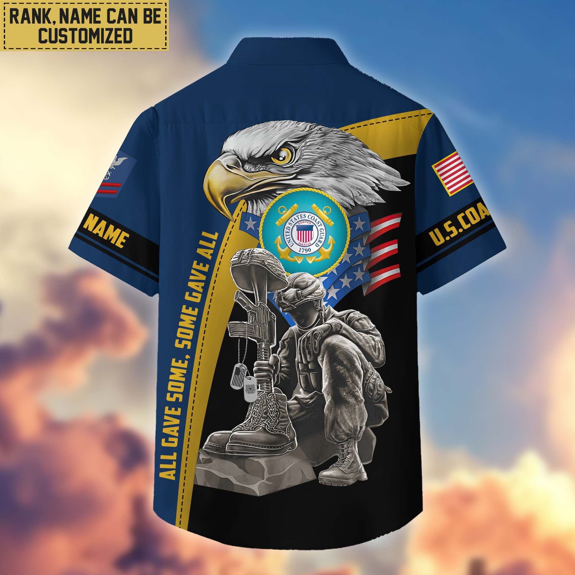 Premium Custom Name, Rank USCG Veteran Hawaiian Shirt With Pocket, Gifts For Veterans Day, Father's Day, Gifts For US Coast Guard Veteran VPVC402605