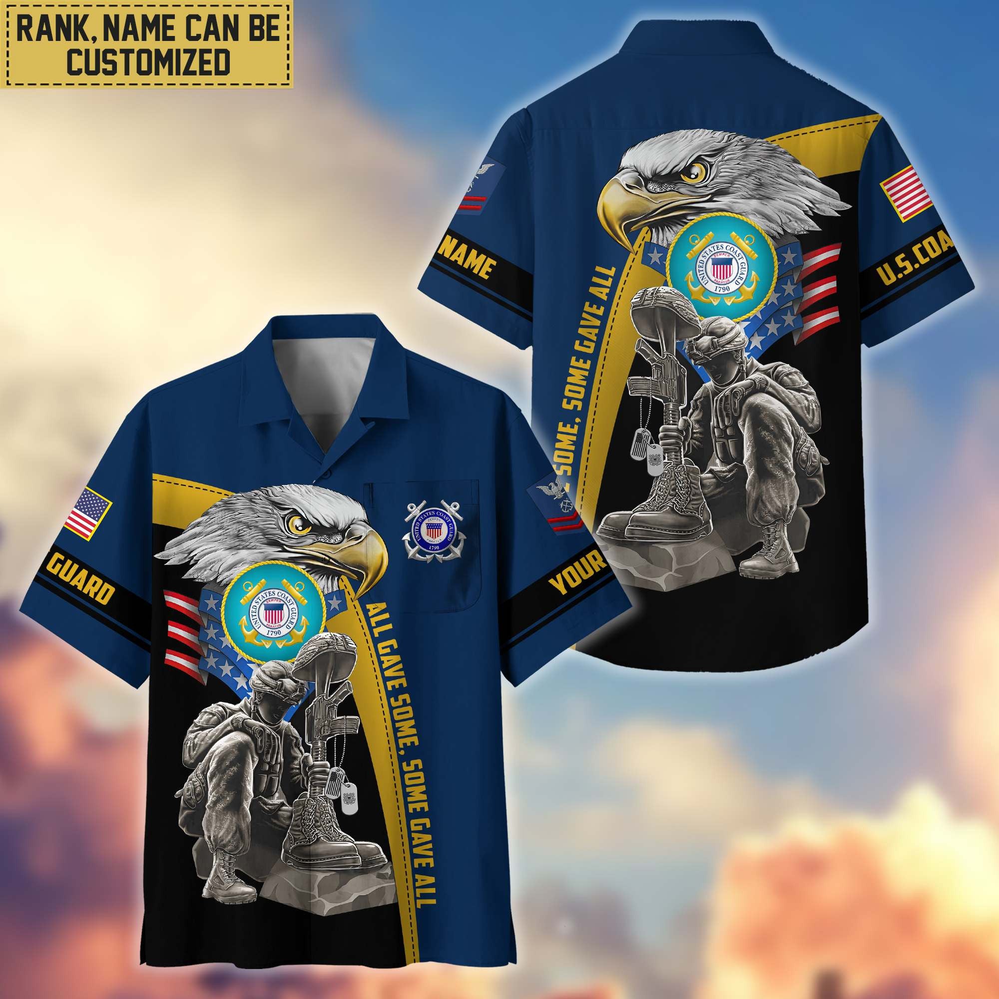 Premium Custom Name, Rank USCG Veteran Hawaiian Shirt With Pocket, Gifts For Veterans Day, Father's Day, Gifts For US Coast Guard Veteran VPVC402605