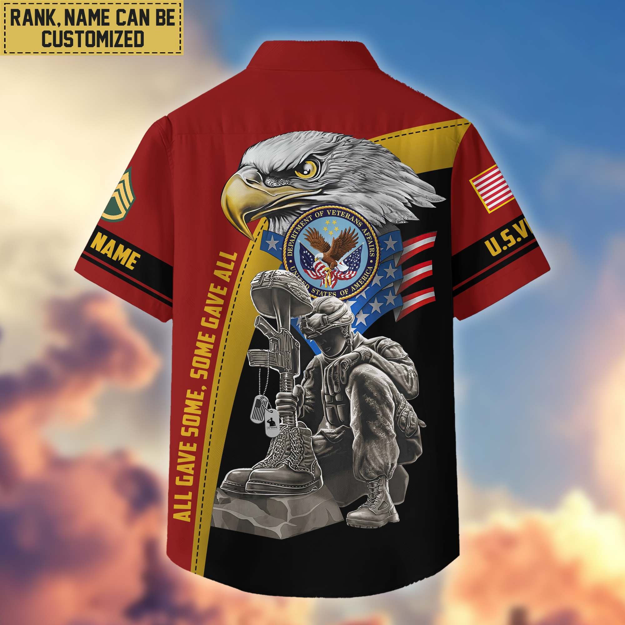 Premium Custom Name, Rank US Veteran Hawaiian Shirt With Pocket, Gifts For Veterans Day, Father's Day, Gifts For US Veteran VPVC402607