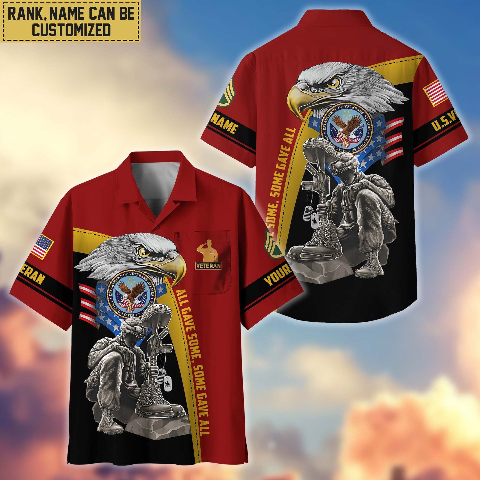 Premium Custom Name, Rank US Veteran Hawaiian Shirt With Pocket, Gifts For Veterans Day, Father's Day, Gifts For US Veteran VPVC402607