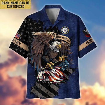 Premium Custom Name, Rank US Navy Veteran Hawaiian Shirt With Pocket, Gifts For Veterans Day, Father's Day, Gifts For US Navy Veteran VPVC402702