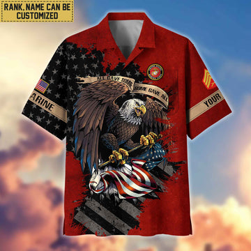Premium Custom Name, Rank USMC Veteran Hawaiian Shirt With Pocket, Gifts For Veterans Day, Father's Day, Gifts For US Marine Veteran VPVC402703