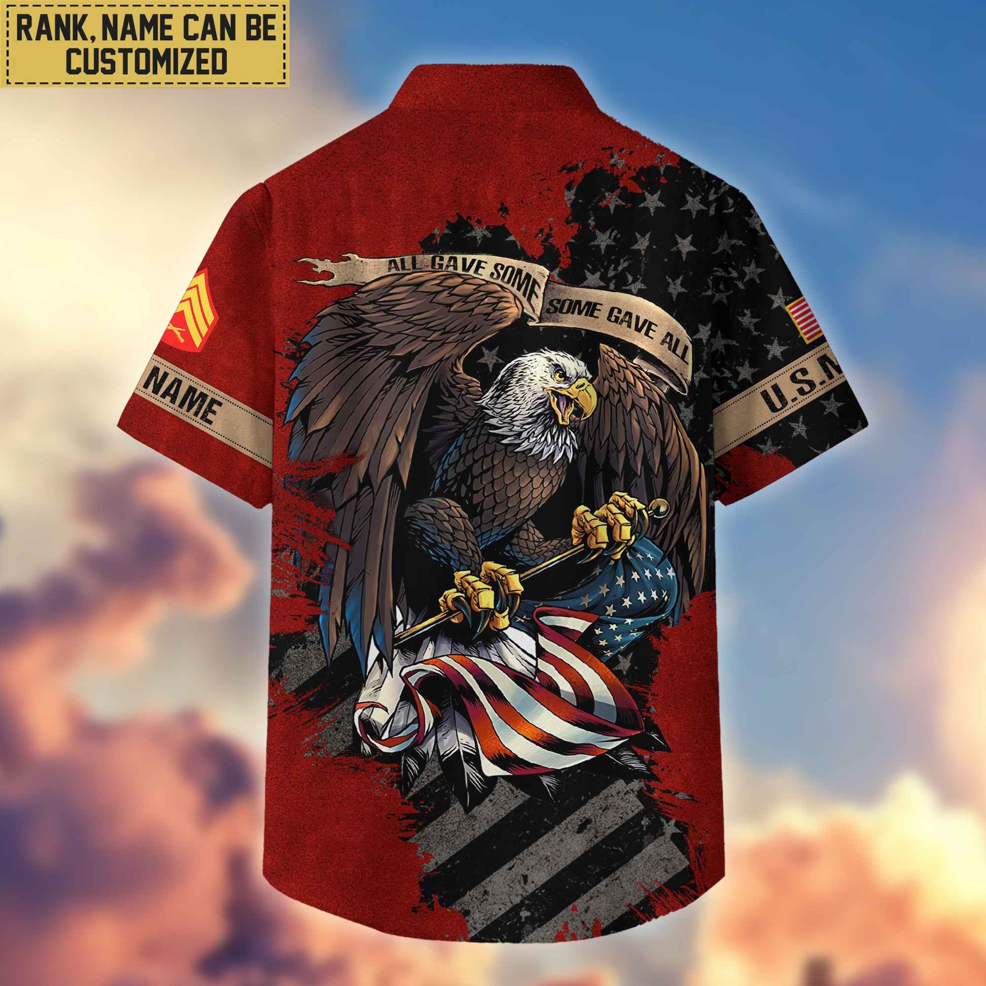 Premium Custom Name, Rank USMC Veteran Hawaiian Shirt With Pocket, Gifts For Veterans Day, Father's Day, Gifts For US Marine Veteran VPVC402703