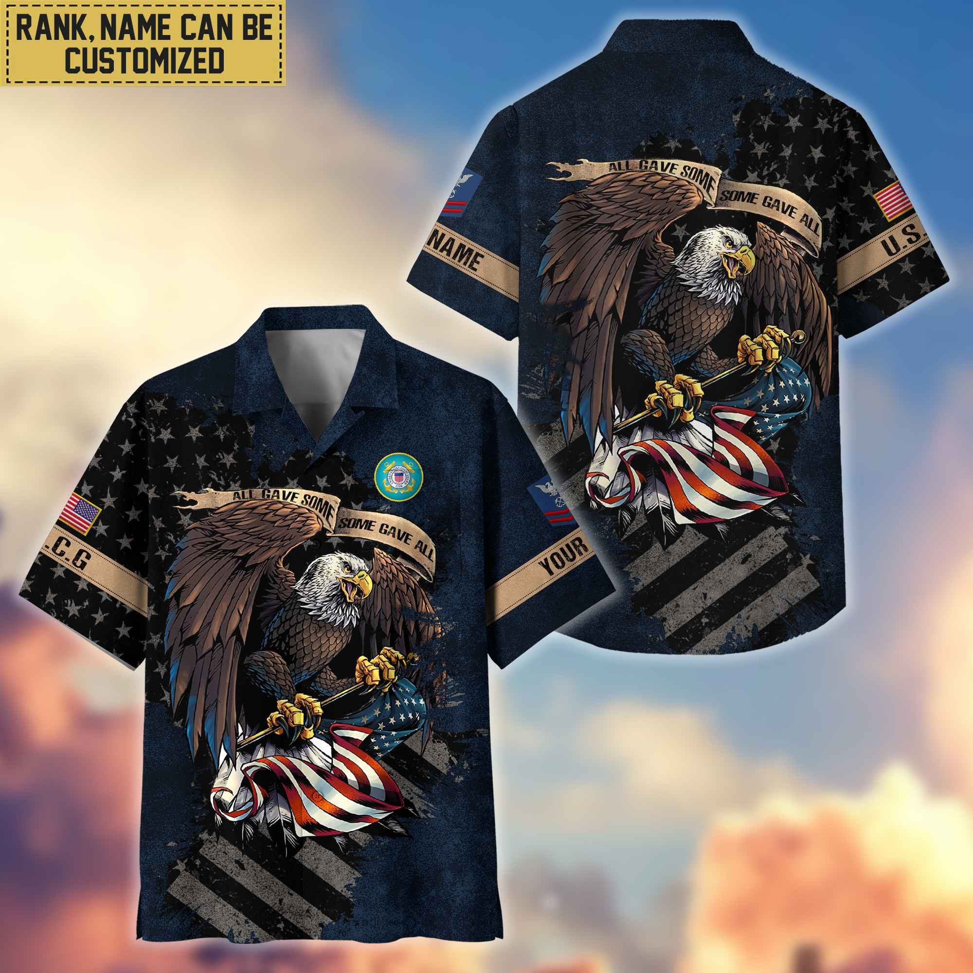 Premium Custom Name, Rank USCG Veteran Hawaiian Shirt With Pocket, Gifts For Veterans Day, Father's Day, Gifts For US Coast Guard Veteran VPVC402705