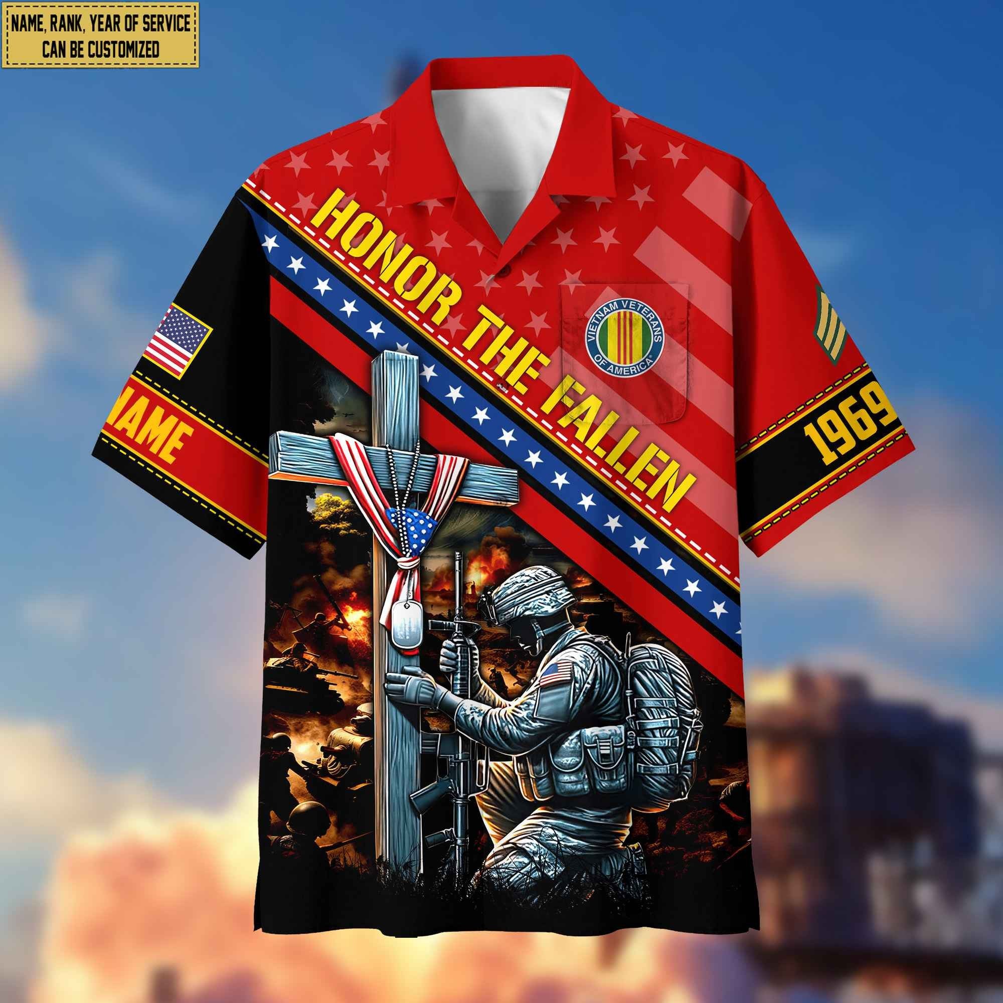 Vietnam Veteran Hawaiian Shirt With Pocket, Custom Rank, Name, Year Gifts For Vietnam Veteran, Gifts For Veterans Day, Father's Day VPVC402806