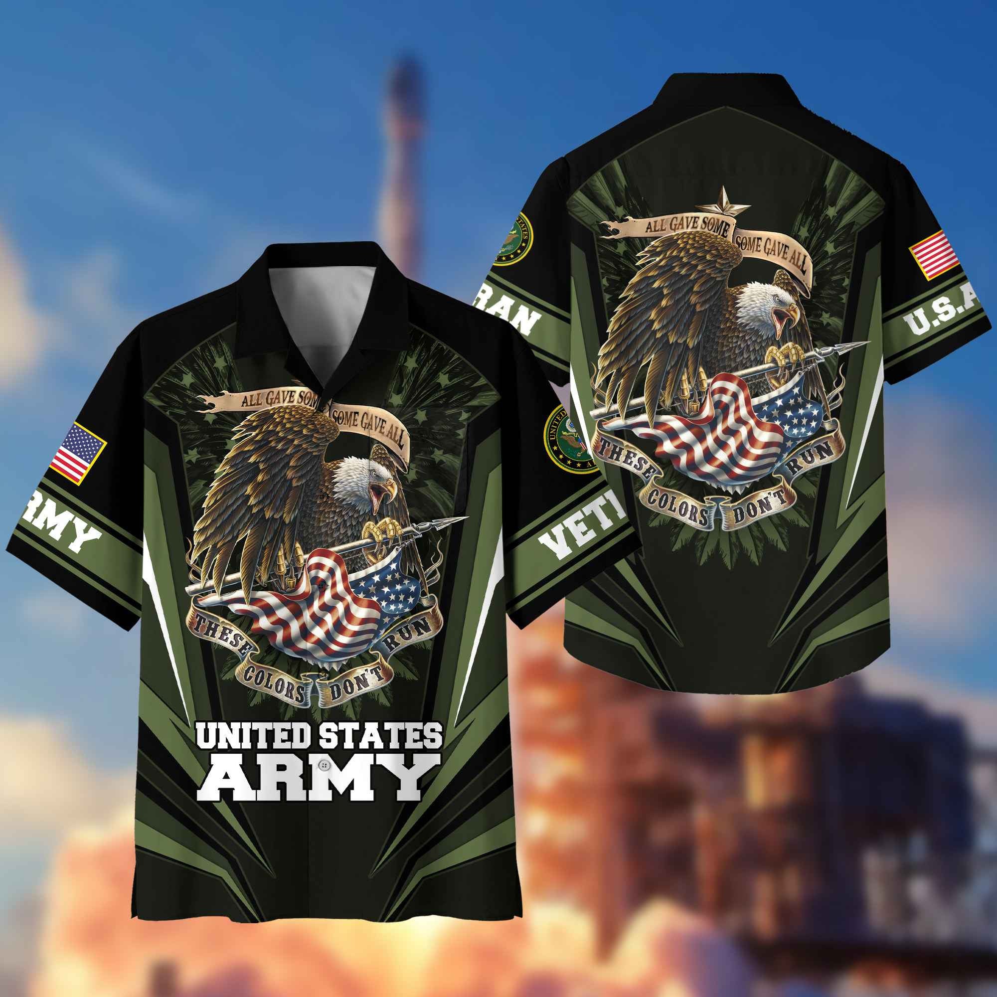 US Army Hawaiian Shirt With Pocket Gifts For US Army Veteran, Gifts For Veterans Day, Father's Day VPVC403001