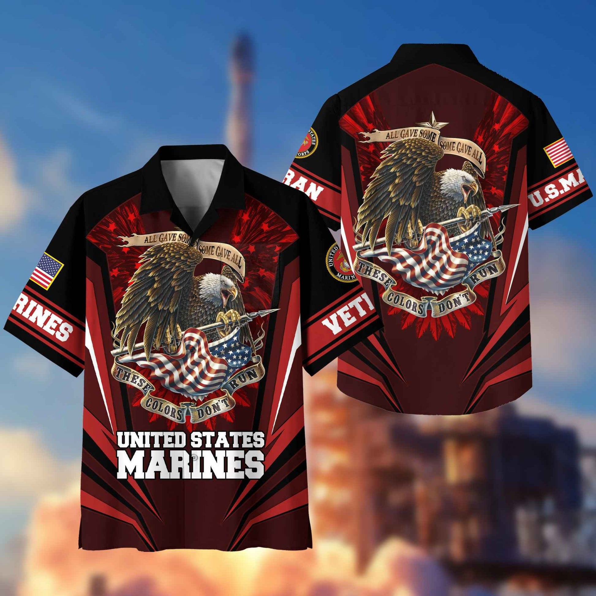 USMC Hawaiian Shirt With Pocket Gifts For US Marine Veteran, Gifts For Veterans Day, Father's Day VPVC403003