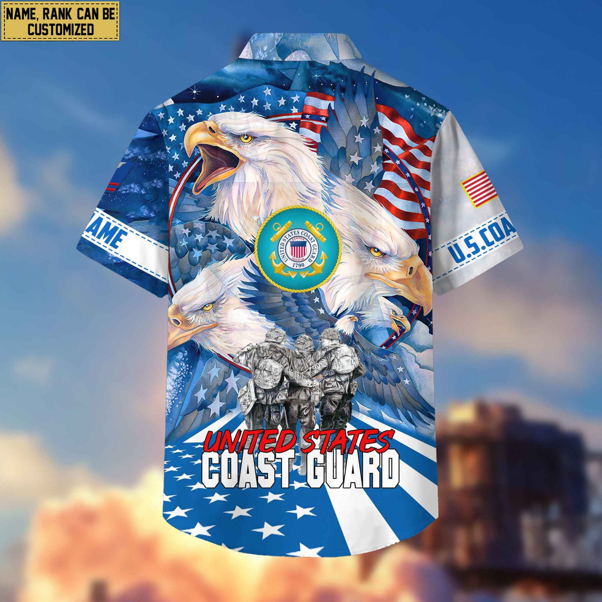 Premium Custom Name, Rank USCG Hawaiian Shirt With Pocket, Gifts For Veterans Day, Father's Day, Gifts for Coast Guard Veteran VPVC403105