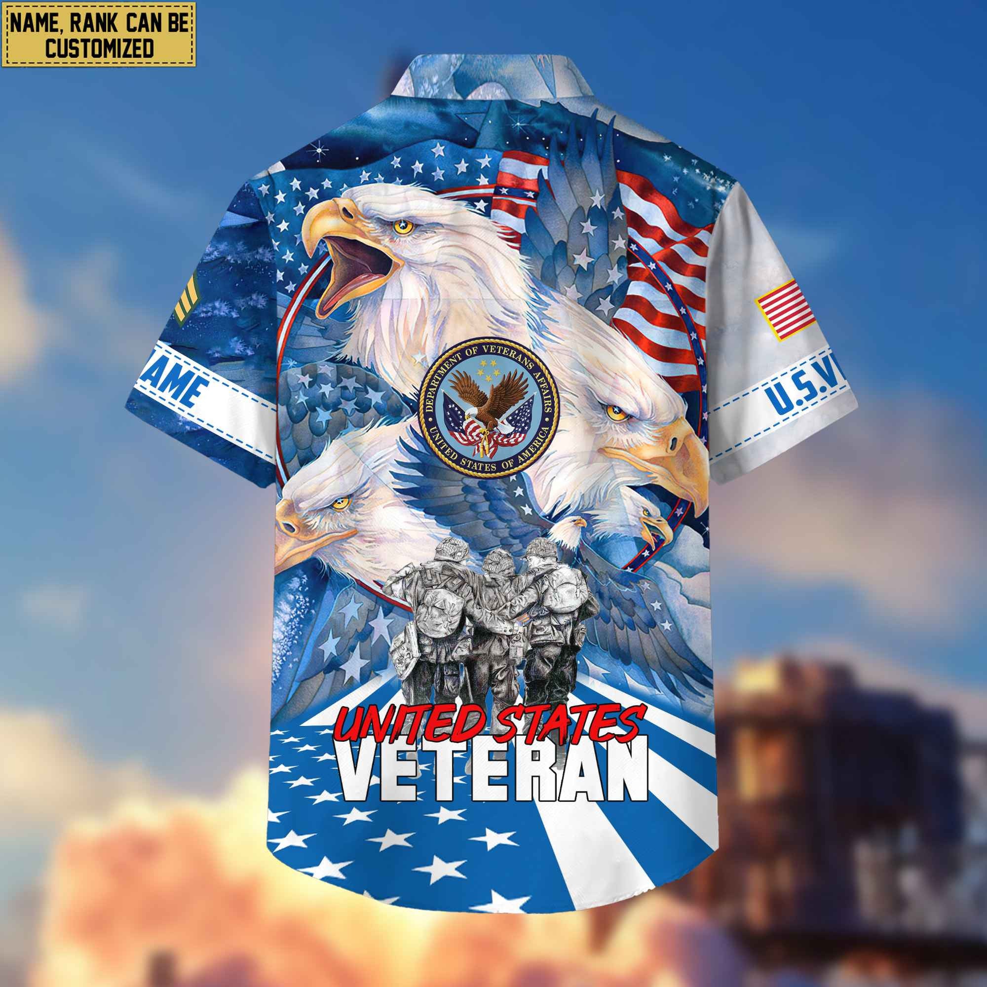Premium Custom Name, Rank US Veteran Hawaiian Shirt With Pocket, Gifts For Veterans Day, Father's Day, Gifts for US Veteran VPVC403107