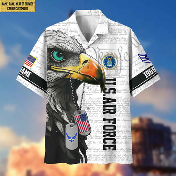 Premium Custom Rank, Name, Year USAF Hawaiian Shirt With Pocket, Gifts for Air Force Veteran, Gifts For Dad, For Husband VPVC403204