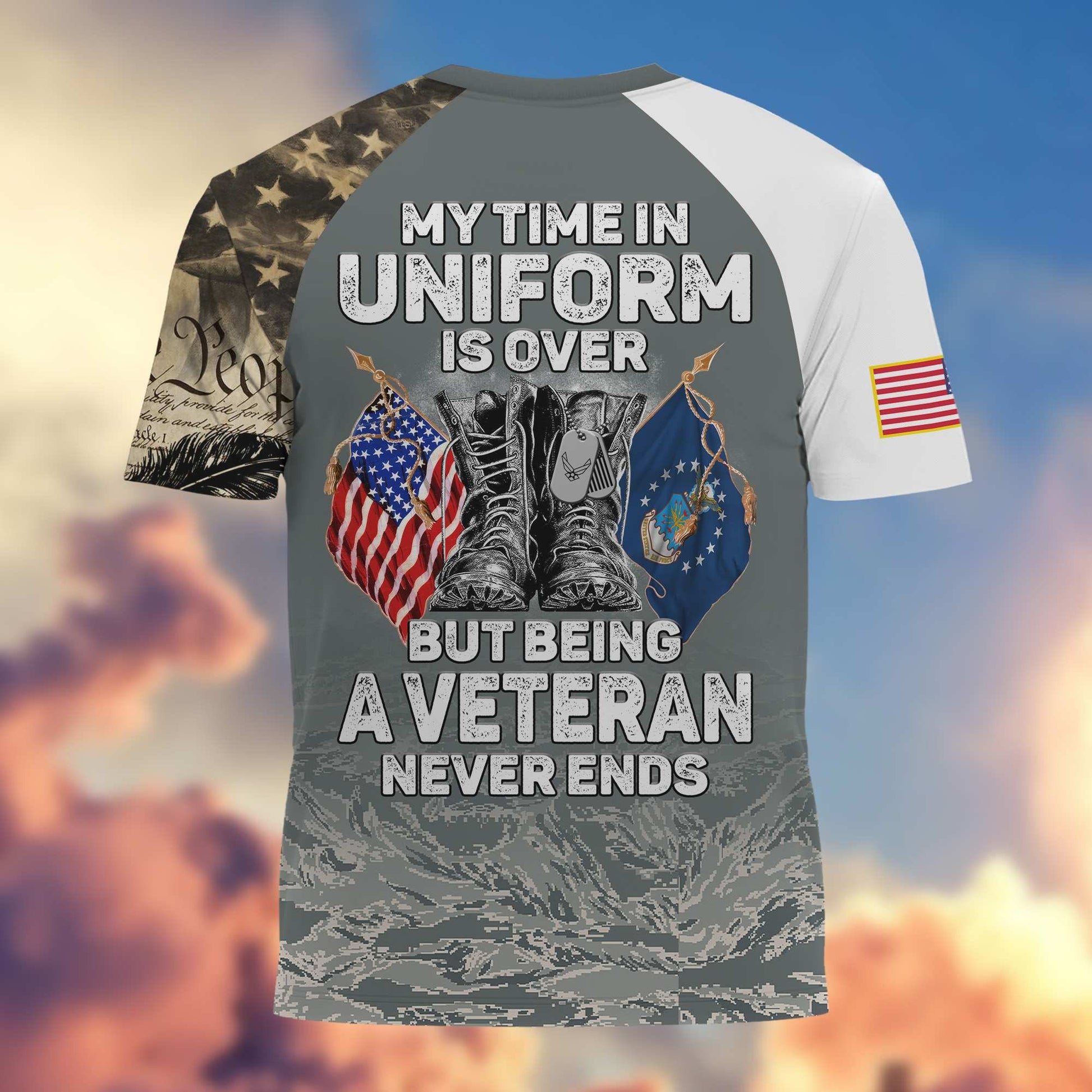 Premium My Time In Uniform Is Over But Being A Veteran Never Ends US Veterans T-Shirt APHN300701