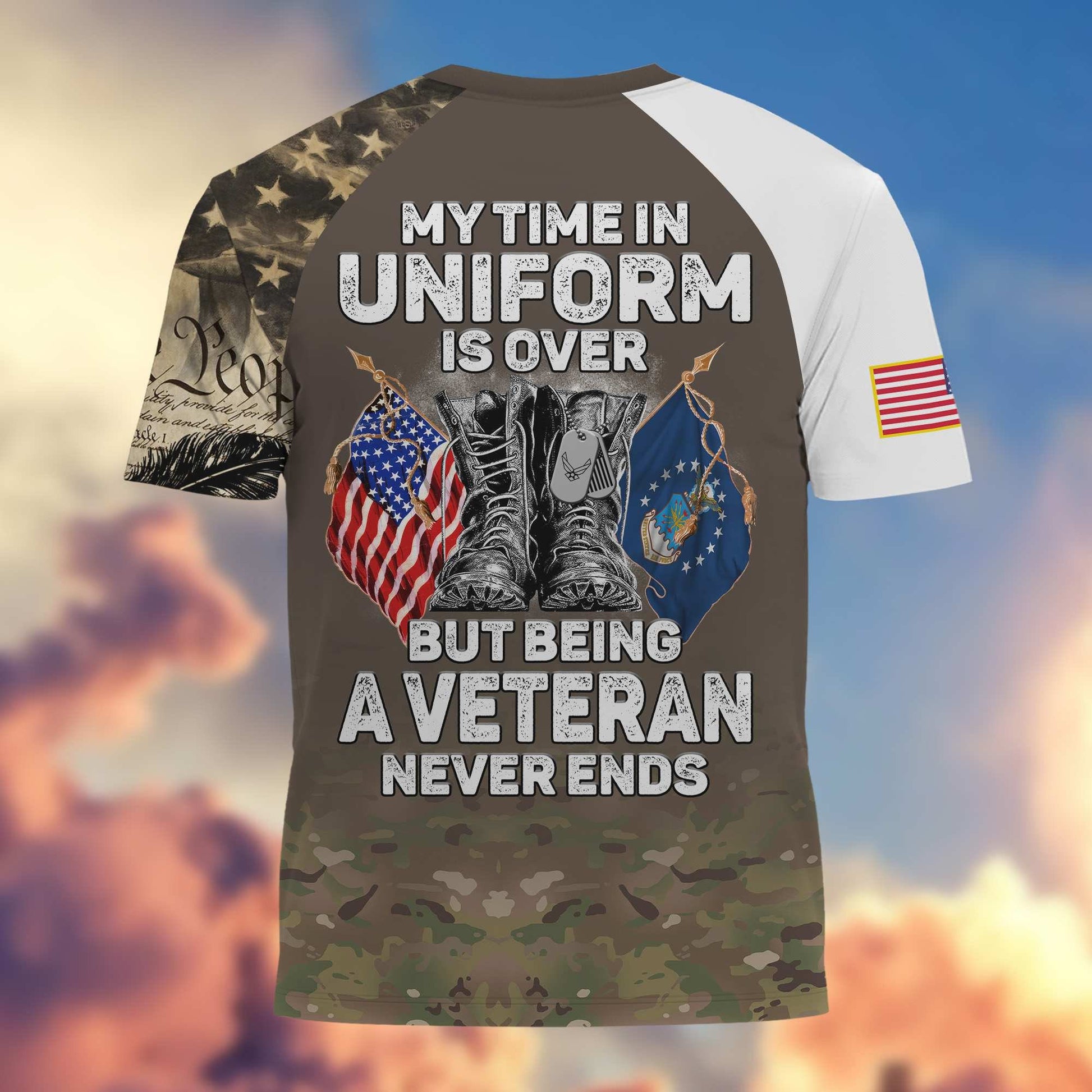 Premium My Time In Uniform Is Over But Being A Veteran Never Ends US Veterans T-Shirt APHN300701