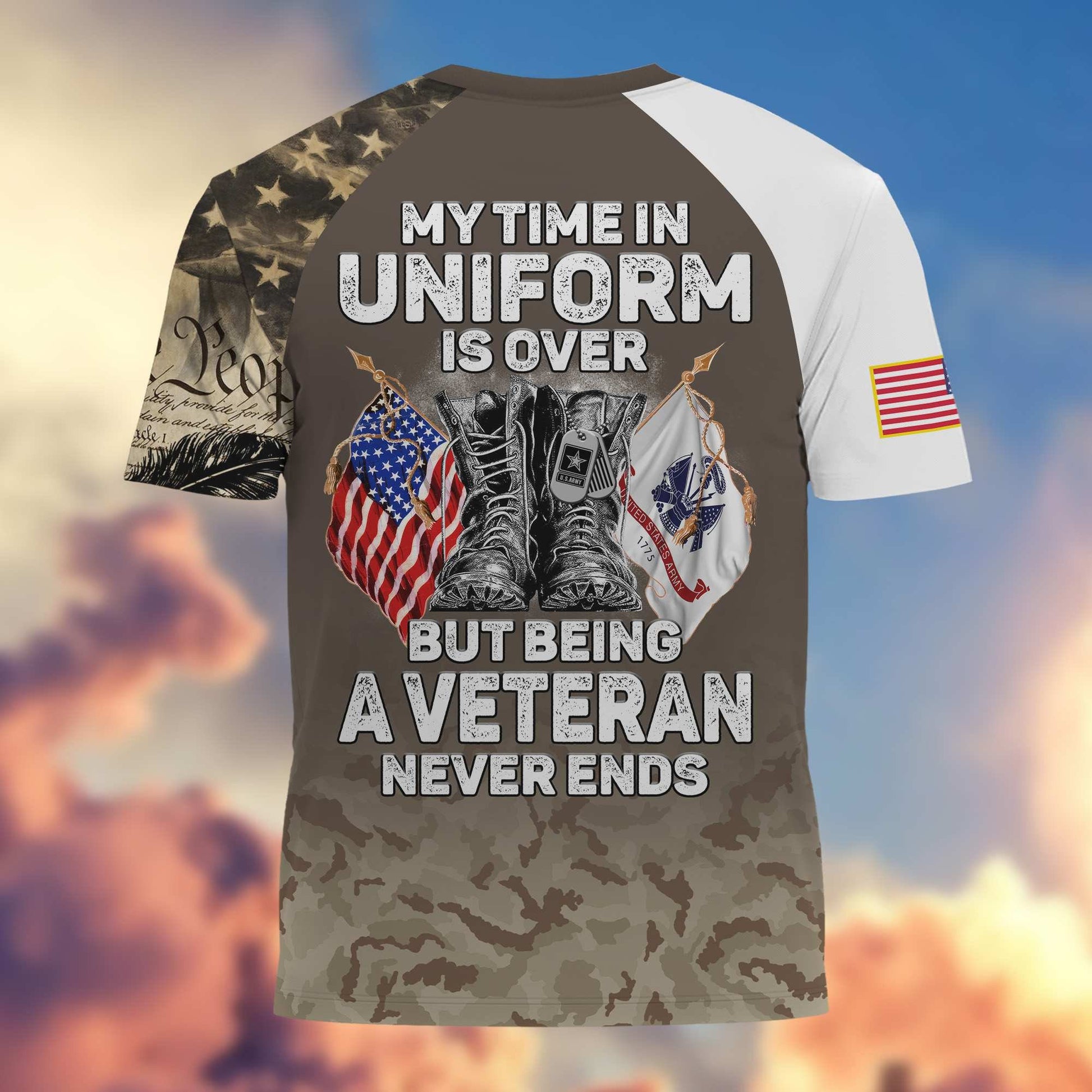 Premium My Time In Uniform Is Over But Being A Veteran Never Ends US Veterans T-Shirt APHN300701