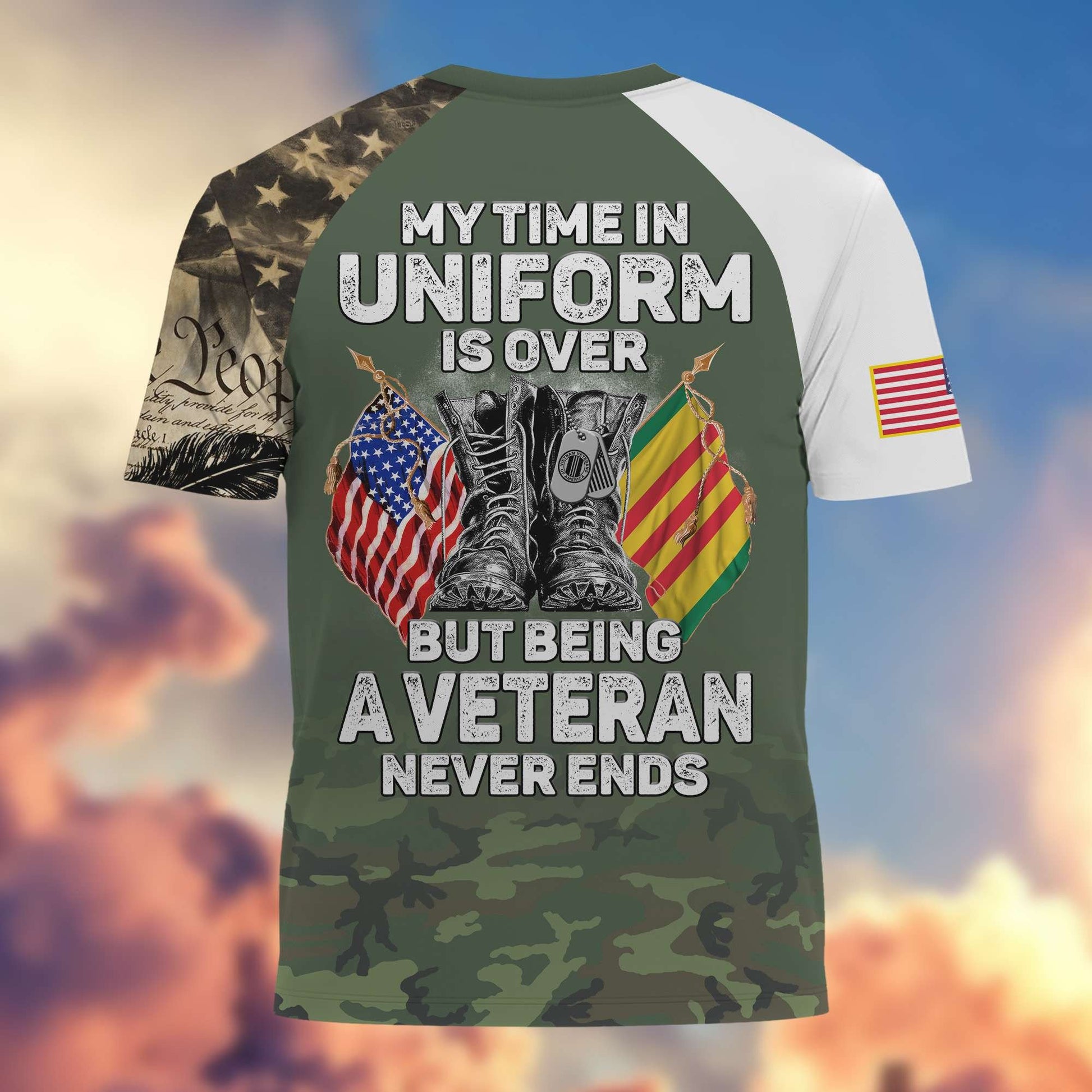 Premium My Time In Uniform Is Over But Being A Veteran Never Ends US Veterans T-Shirt APHN300701