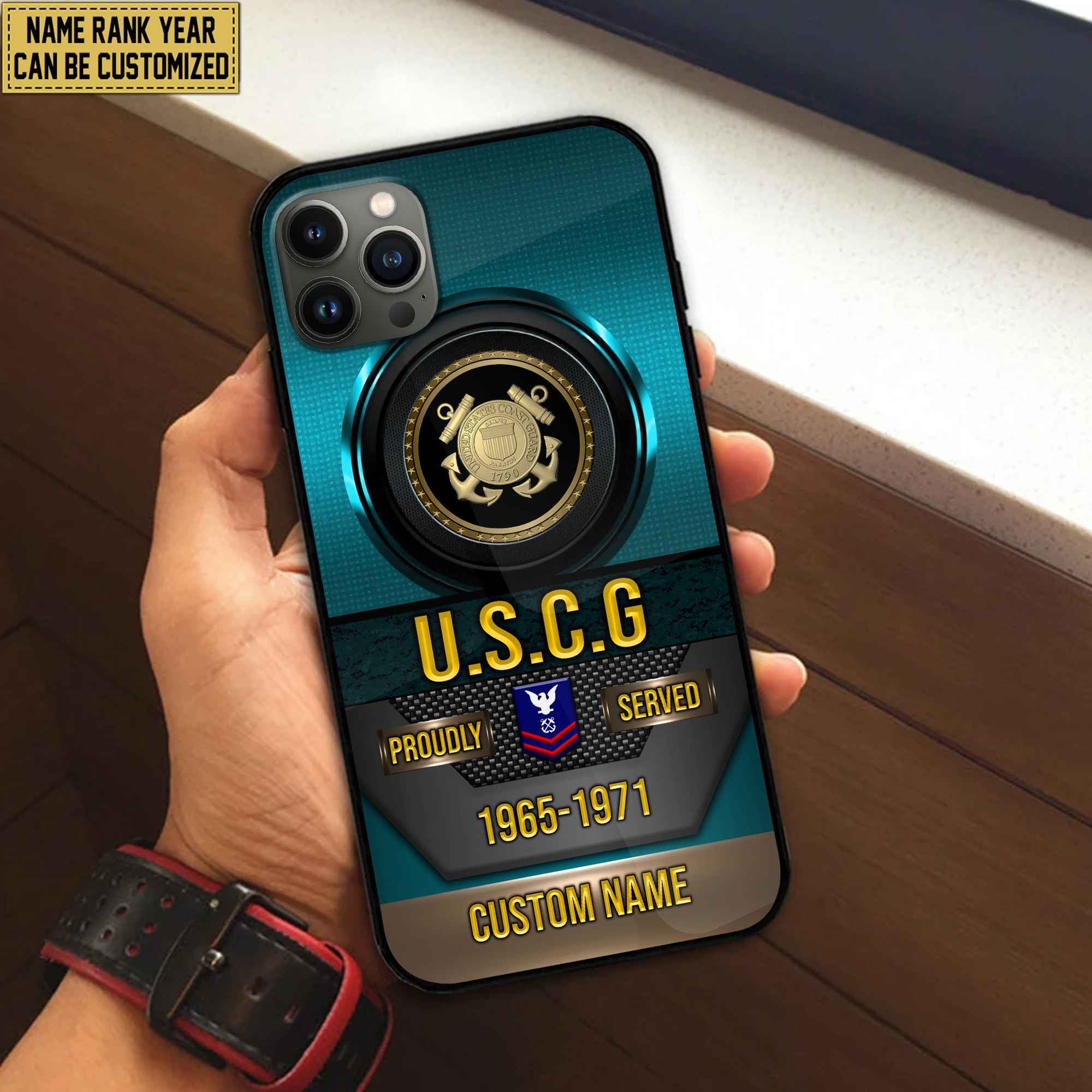 Premium Custom Name, Rank USCG Veteran Phone Case, Gifts For Coast Guard Veteran, Gifts For Dad, For Husband VPVC500605