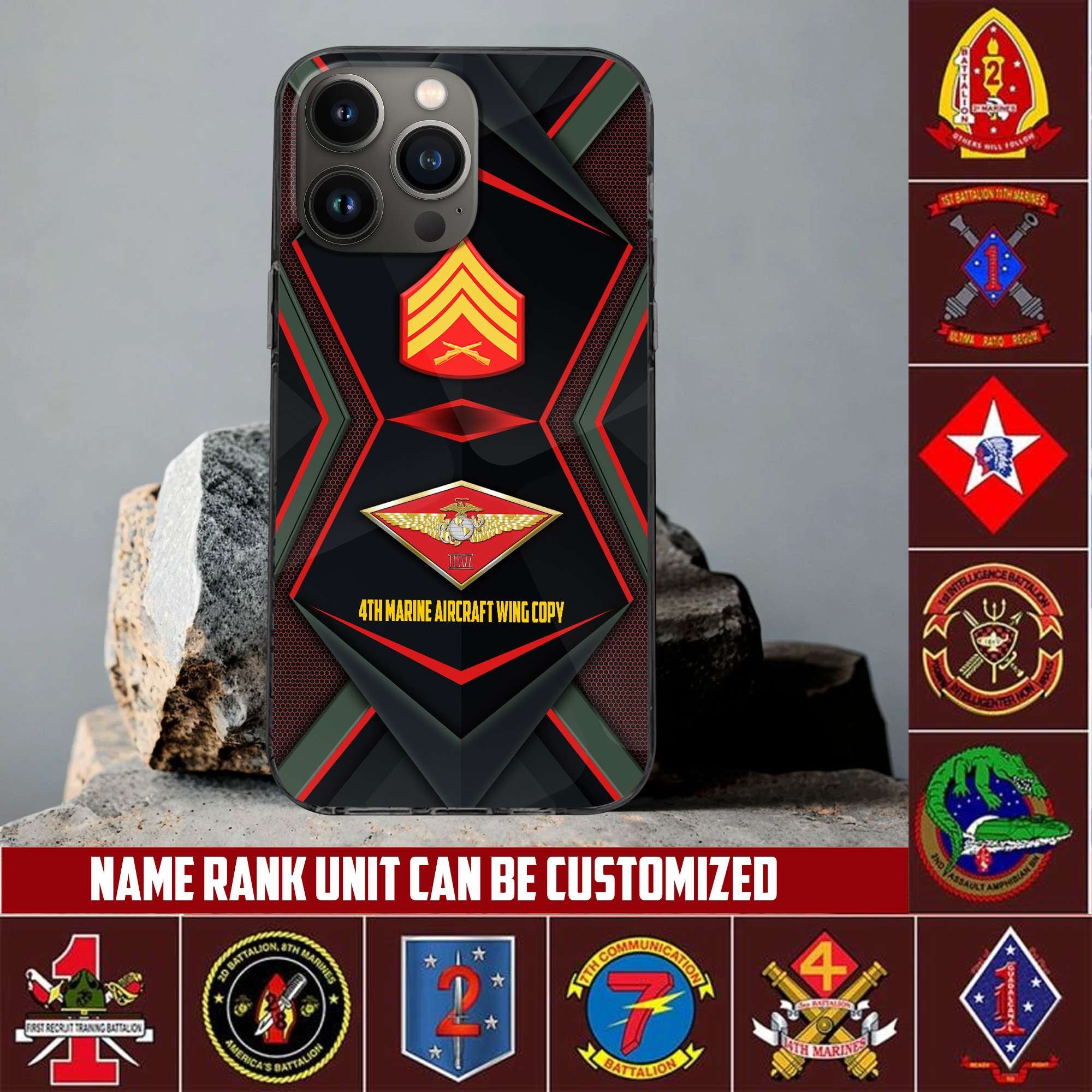 USMC Phone Case, Custom Name, Rank, Gifts For Dad, For Husband, Gifts For Marine Veteran VPVC500303