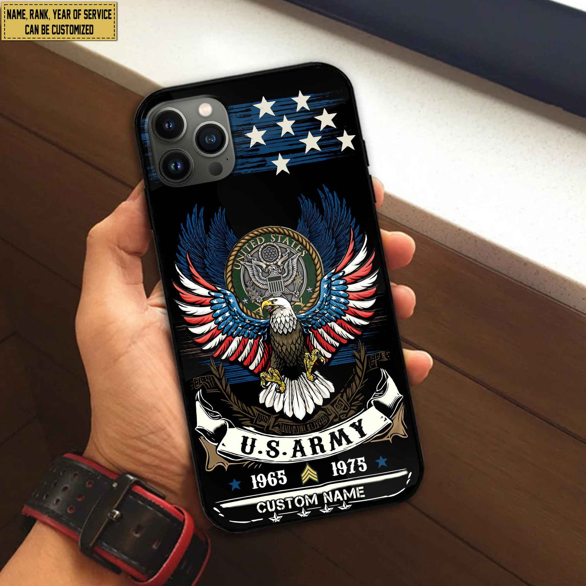 Premium Custom Name, Rank Army Veteran Phone Case, Gifts For Army Veteran, Gifts For Dad, For Husband VPVC500501