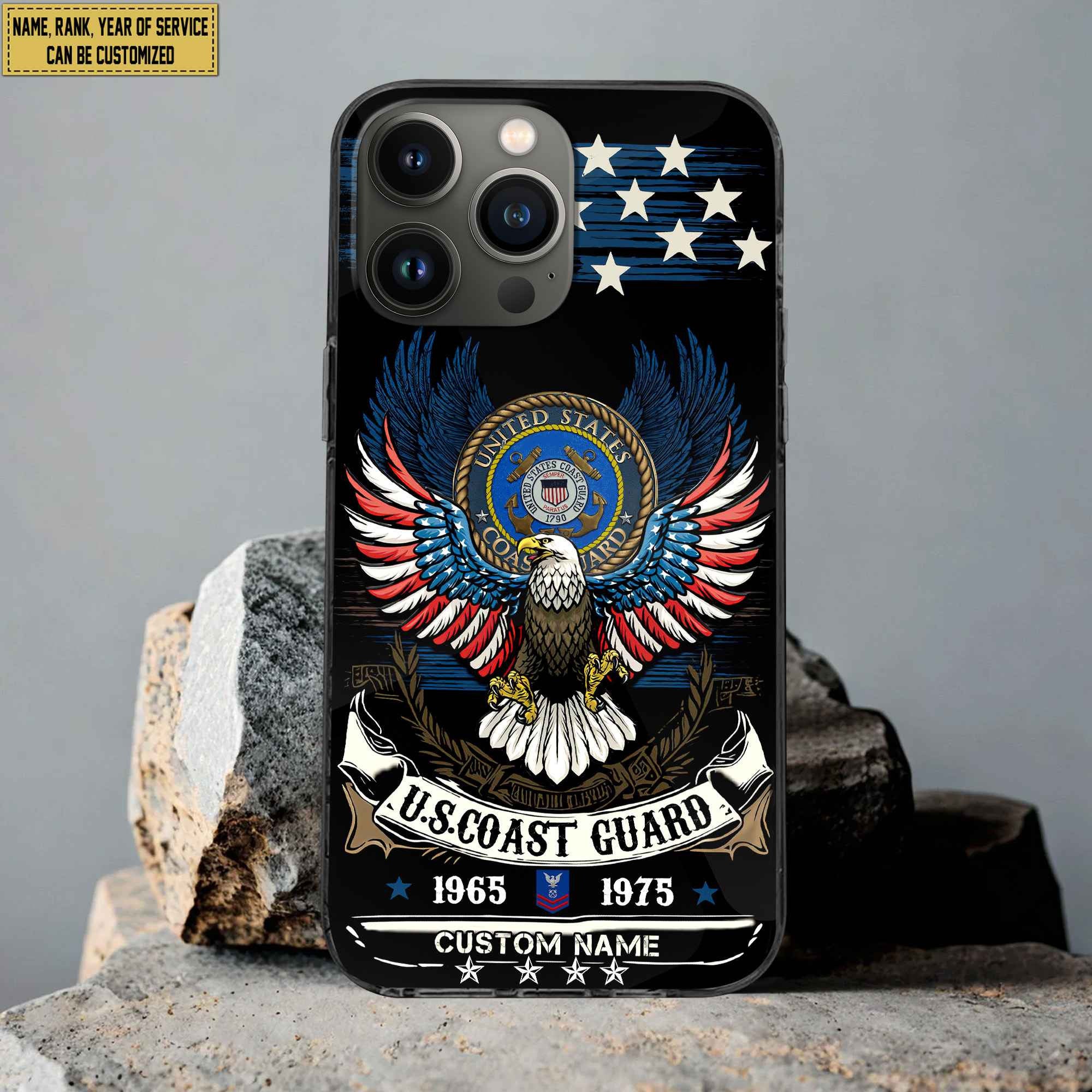 Premium Custom Name, Rank USCG Veteran Phone Case, Gifts For Coast Guard Veteran, Gifts For Dad, For Husband VPVC500505