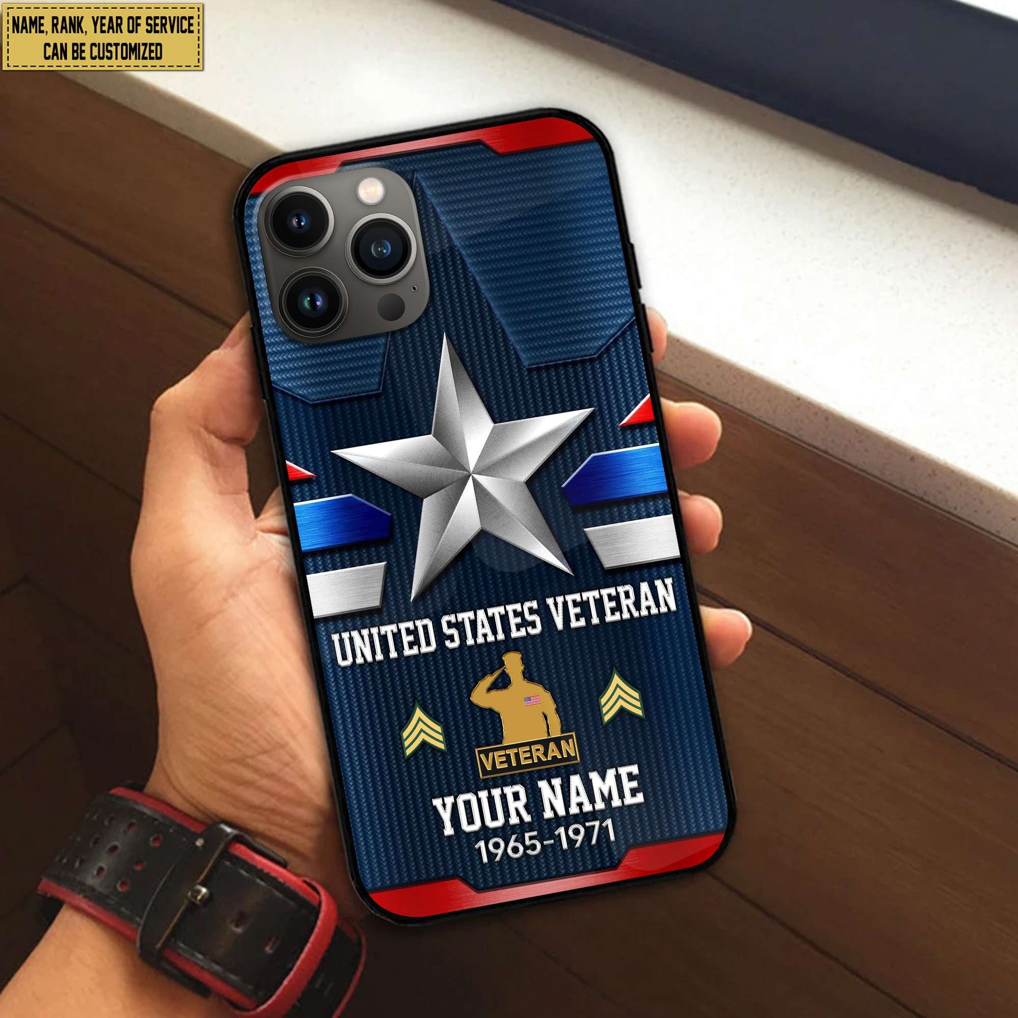 US Veteran Phone Case, Custom Name, Rank Gifts For US Veteran, Gifts For Veterans Day, Father's Day VPVC501307